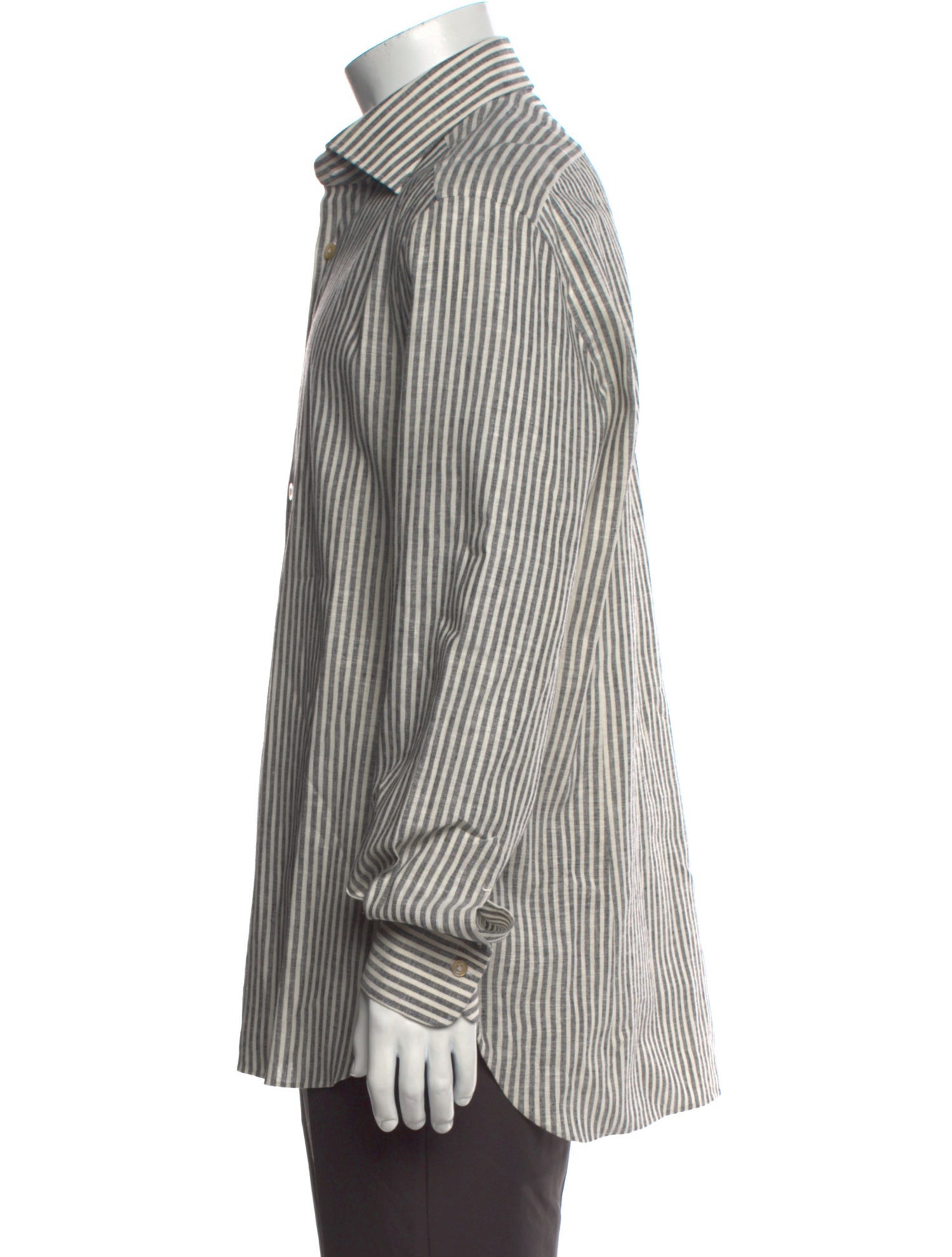 Kiton Linen Striped Dress Shirt