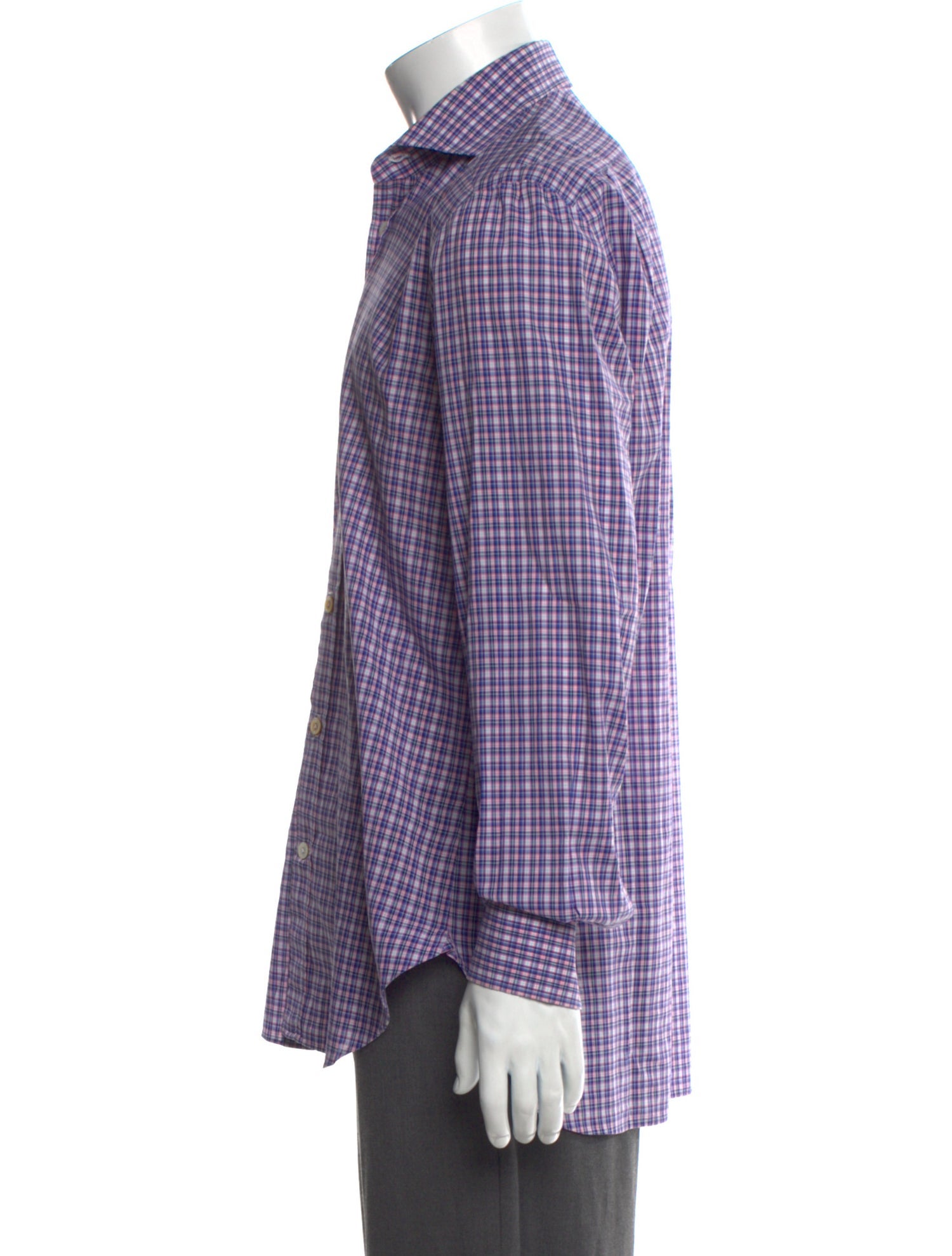 Kiton Plaid Print Long Sleeve Dress Shirt