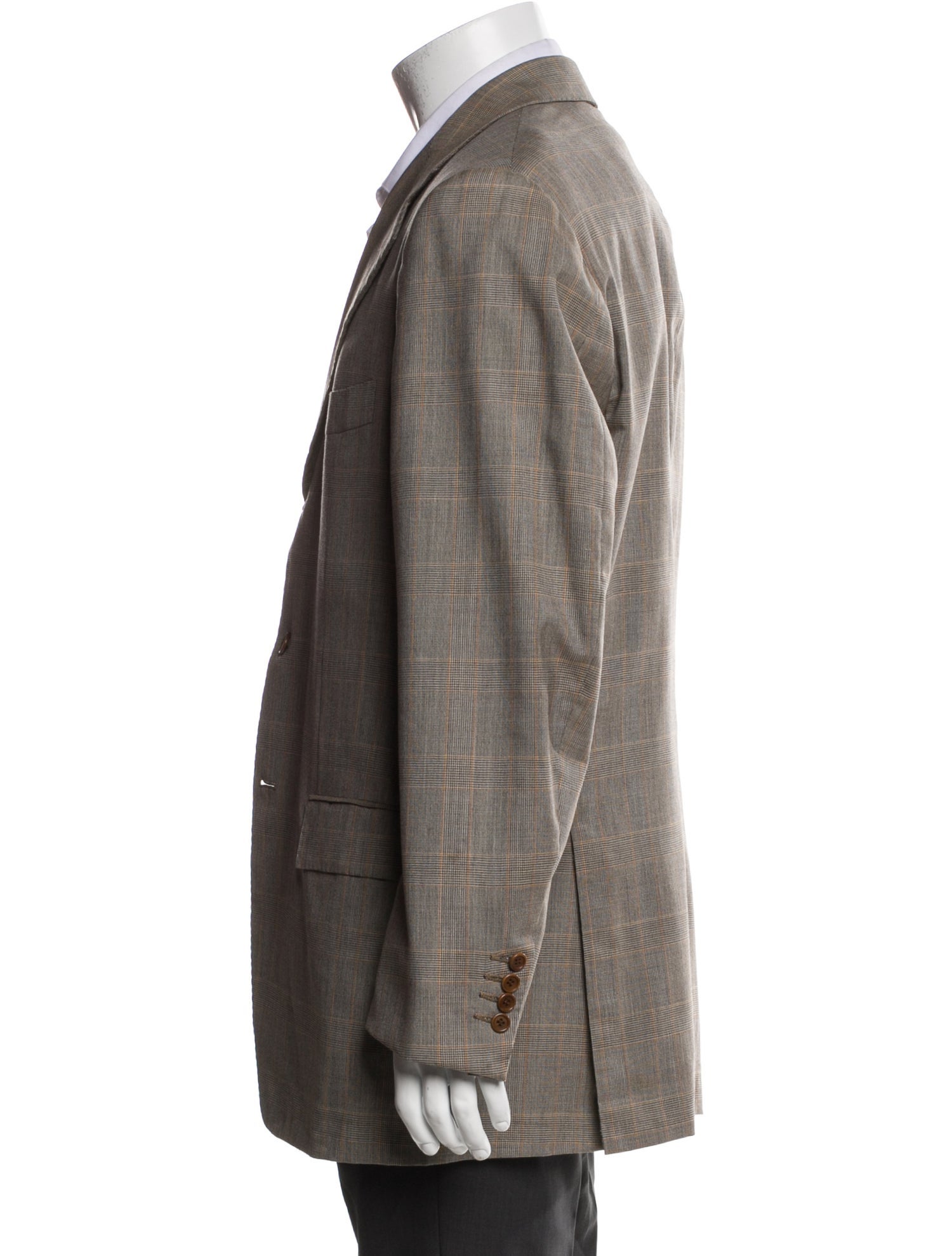 Kiton Cashmere Plaid Print Blazer