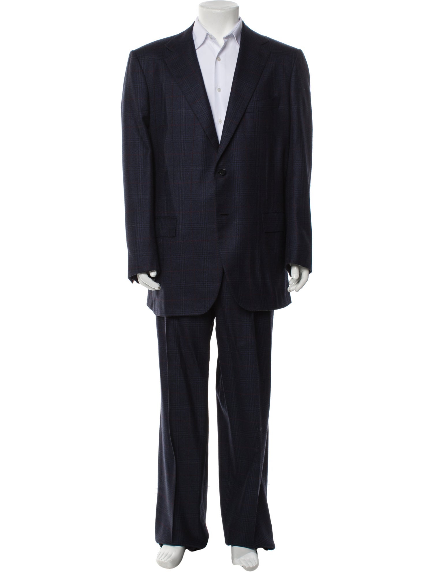 Kiton Cashmere Plaid Print Two-Piece Blazer