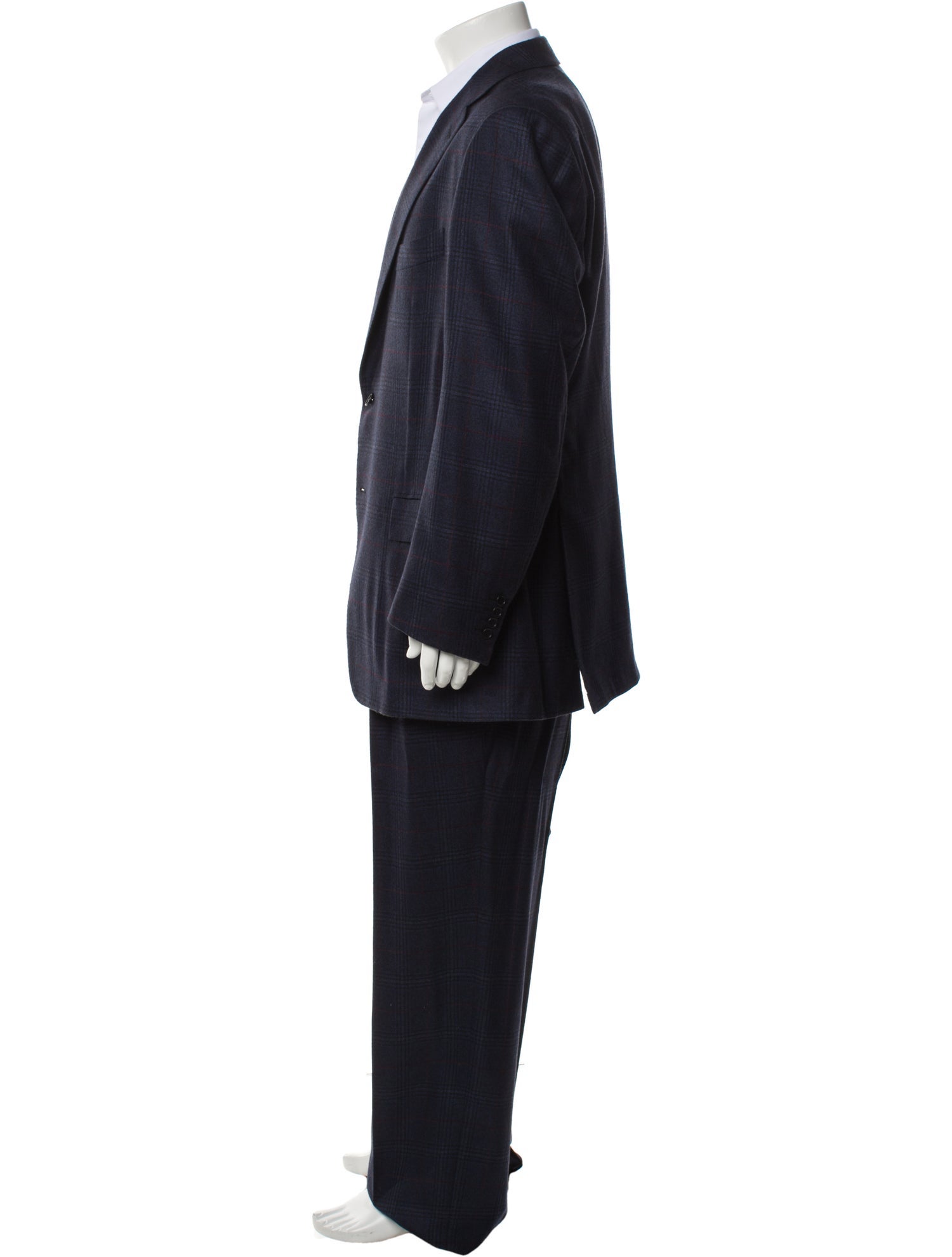 Kiton Cashmere Plaid Print Two-Piece Blazer