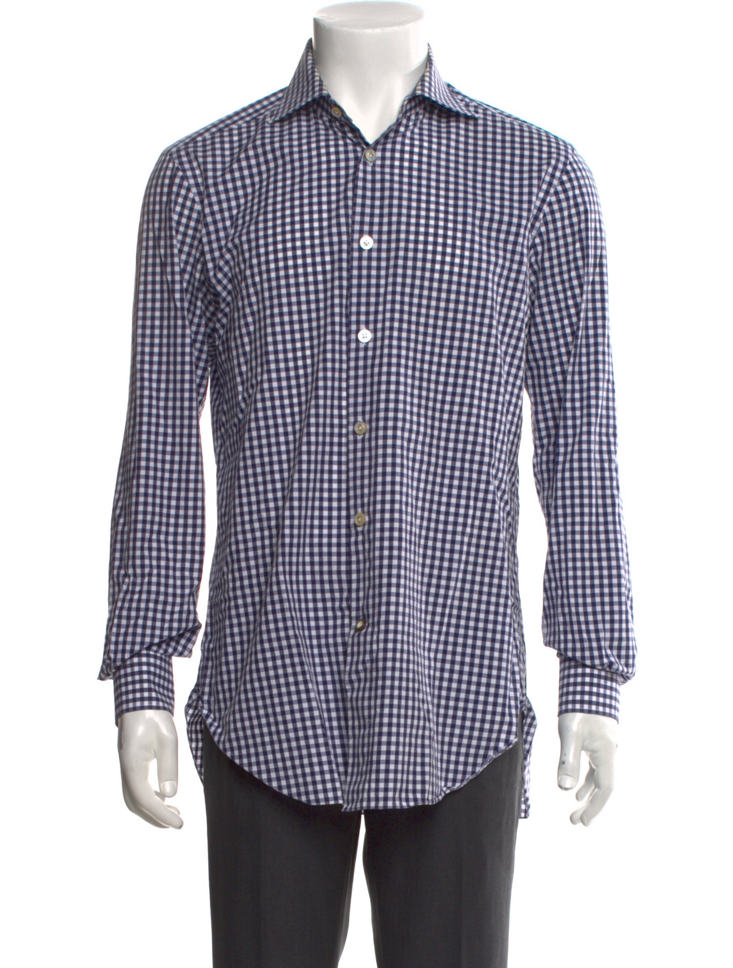 Kiton Plaid Print Long Sleeve Dress Shirt