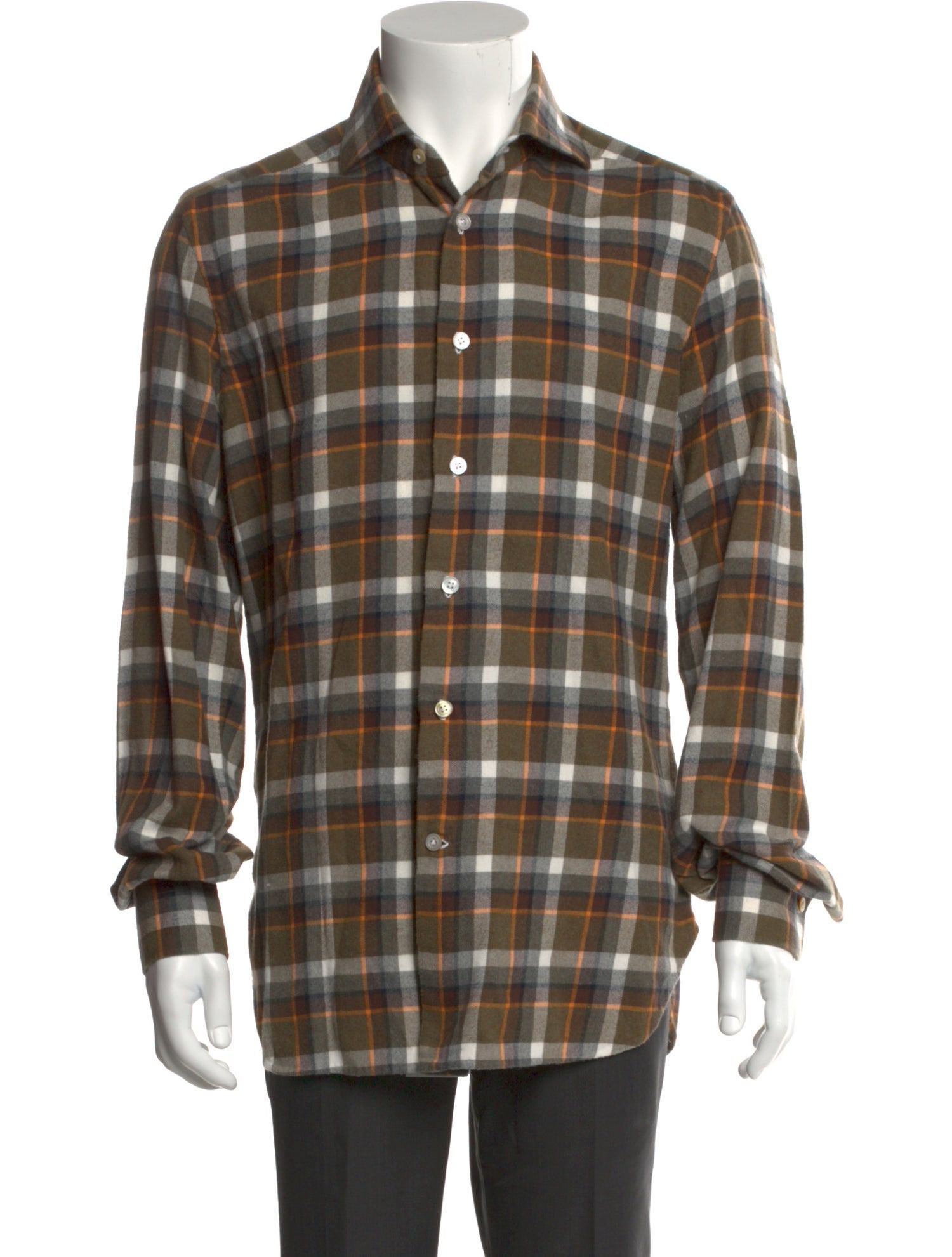 Kiton Plaid Print Long Sleeve Shirt