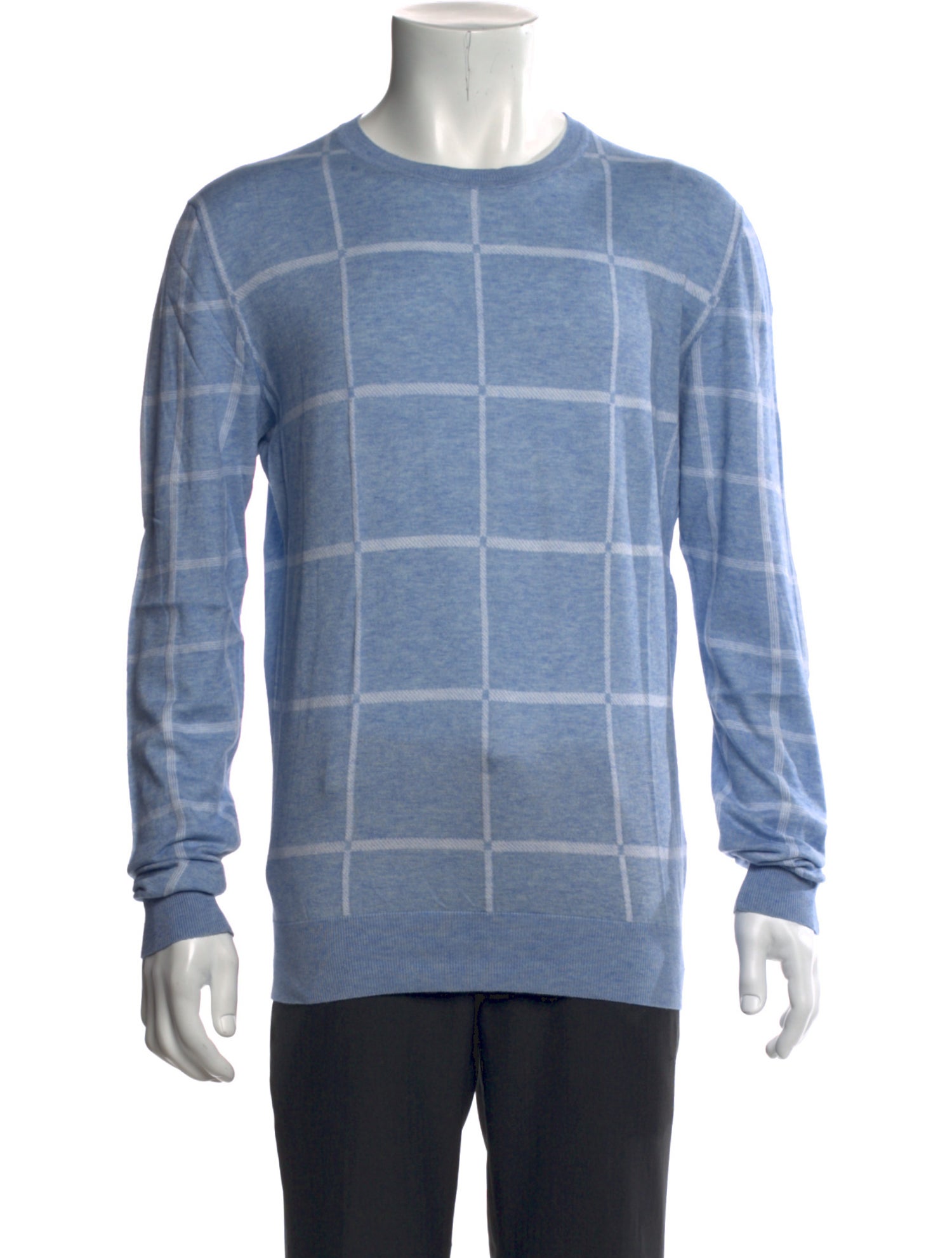 Kiton Plaid Print Crew Neck Pullover