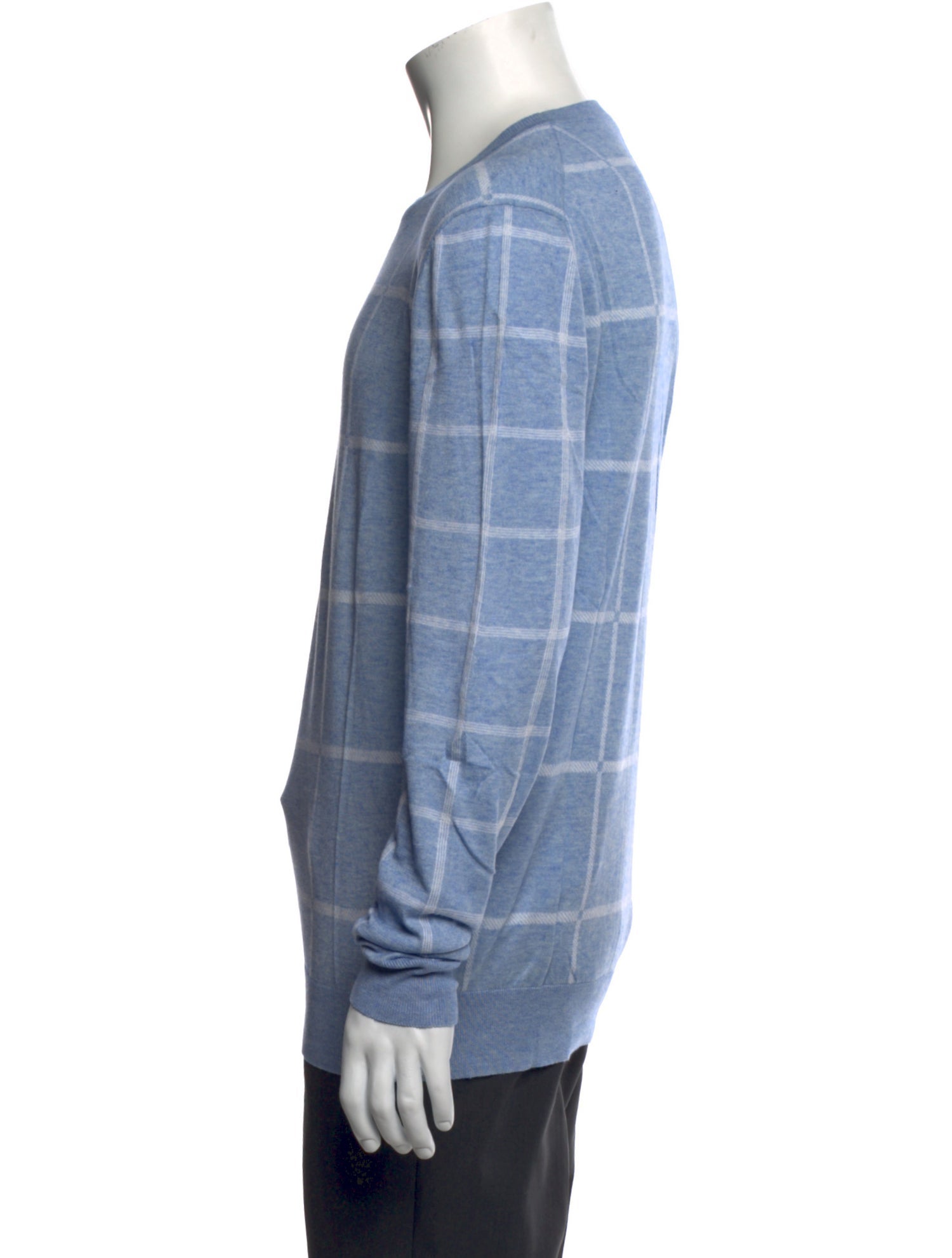 Kiton Plaid Print Crew Neck Pullover