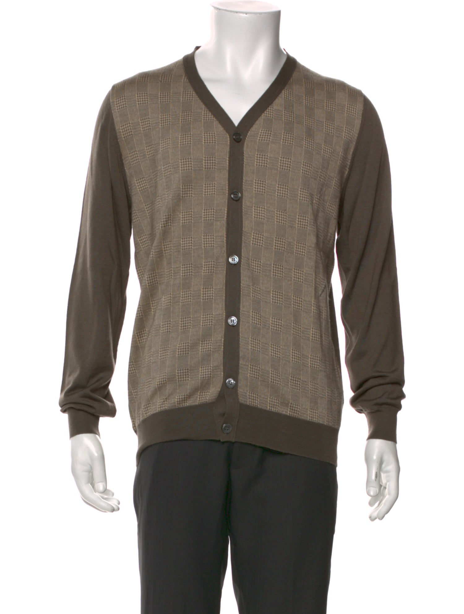 Kiton Cashmere Houndstooth Print Cardigan
