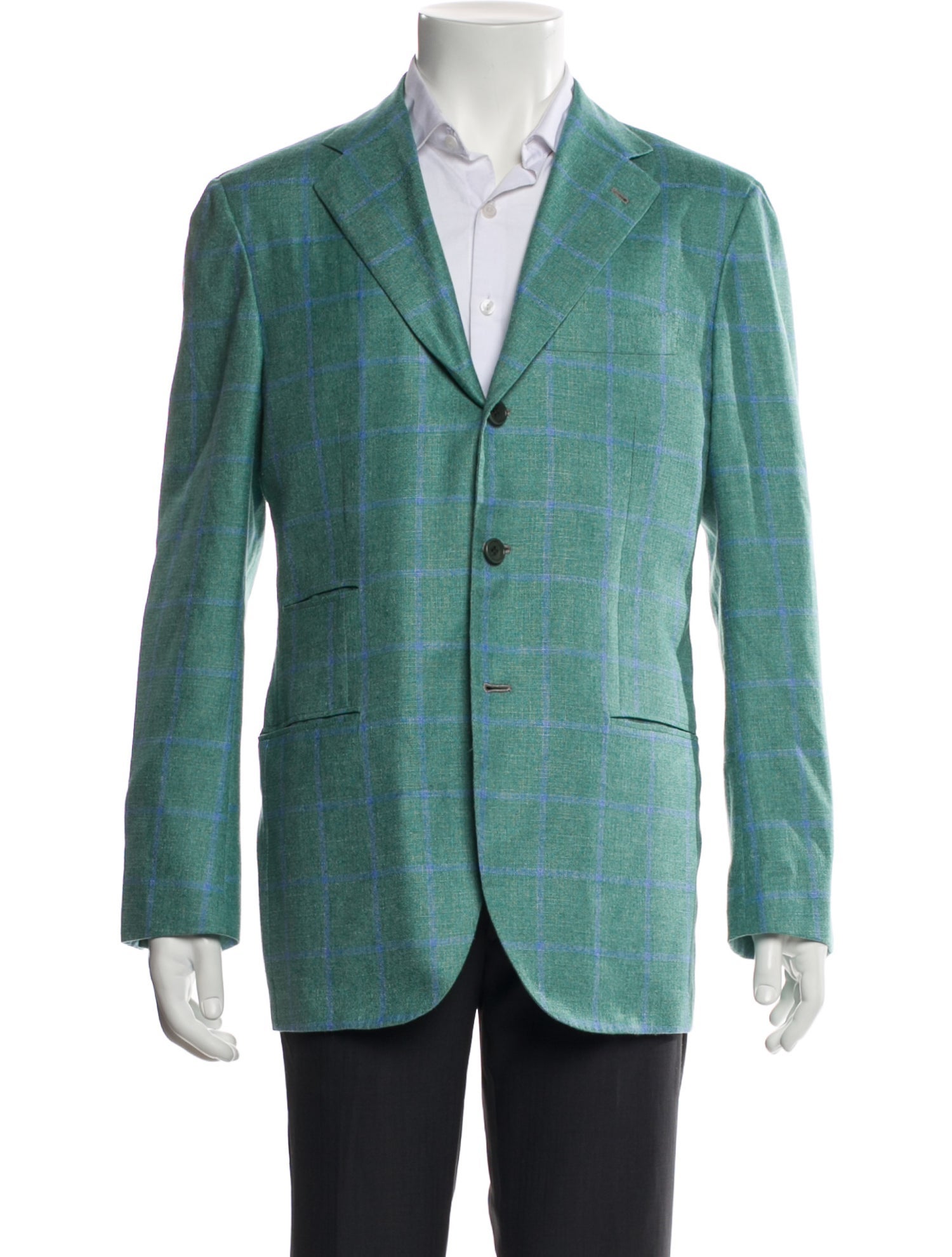 Kiton Silk Plaid Print Blazer