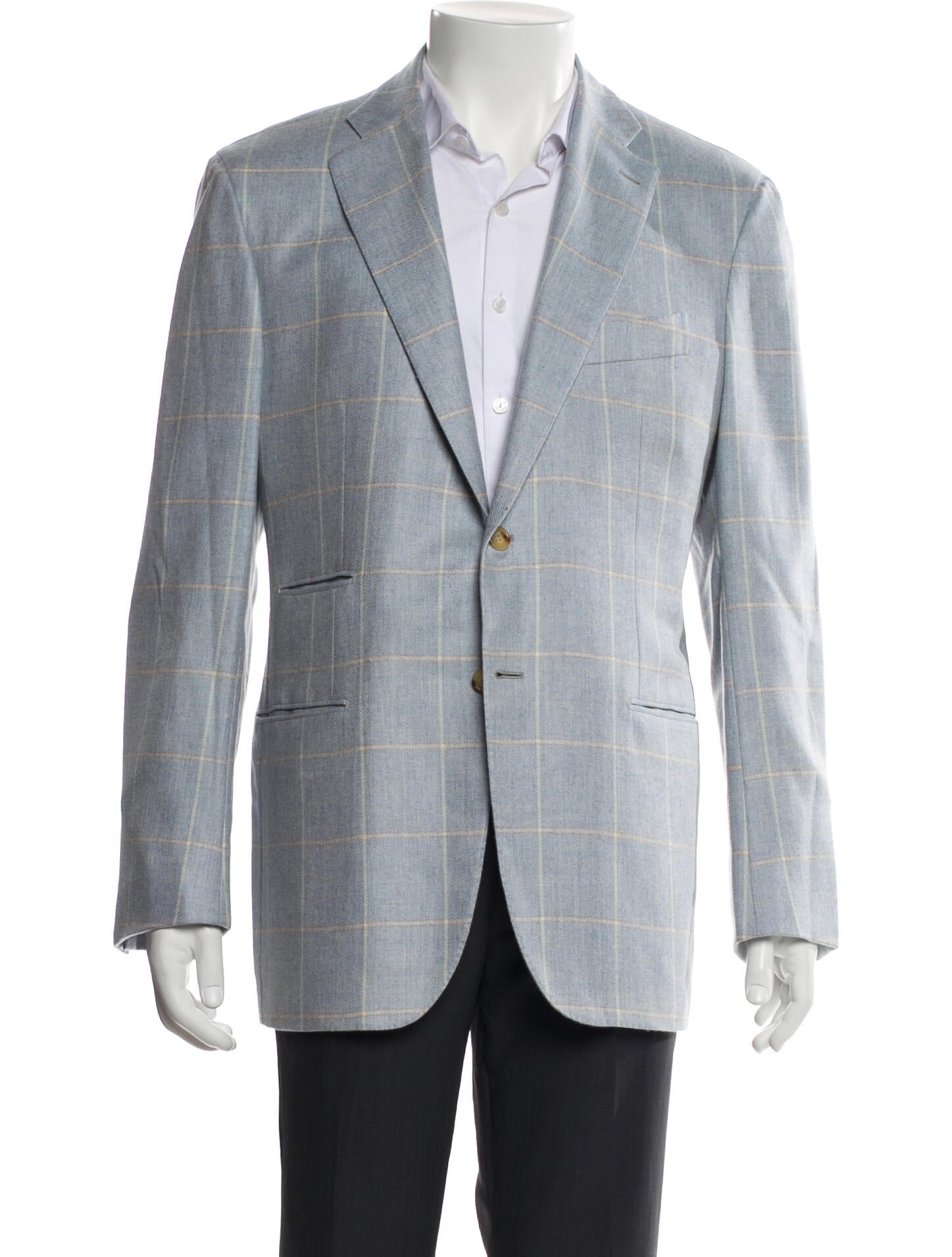 Kiton Cashmere Plaid Print Blazer