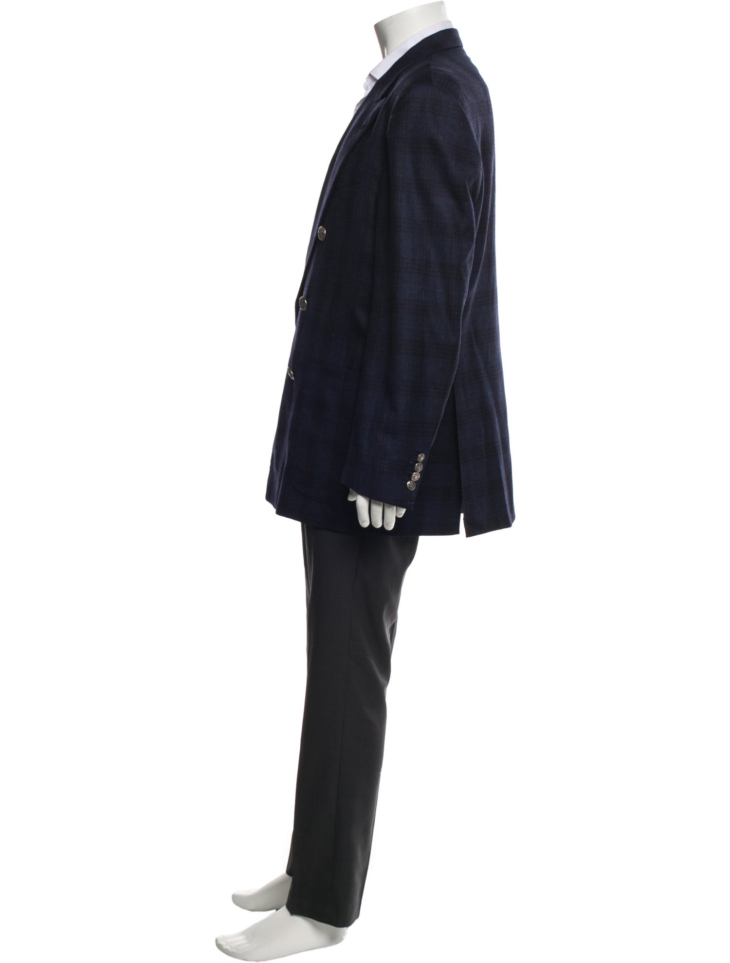 Kiton Wool Plaid Print Two-Piece Blazer