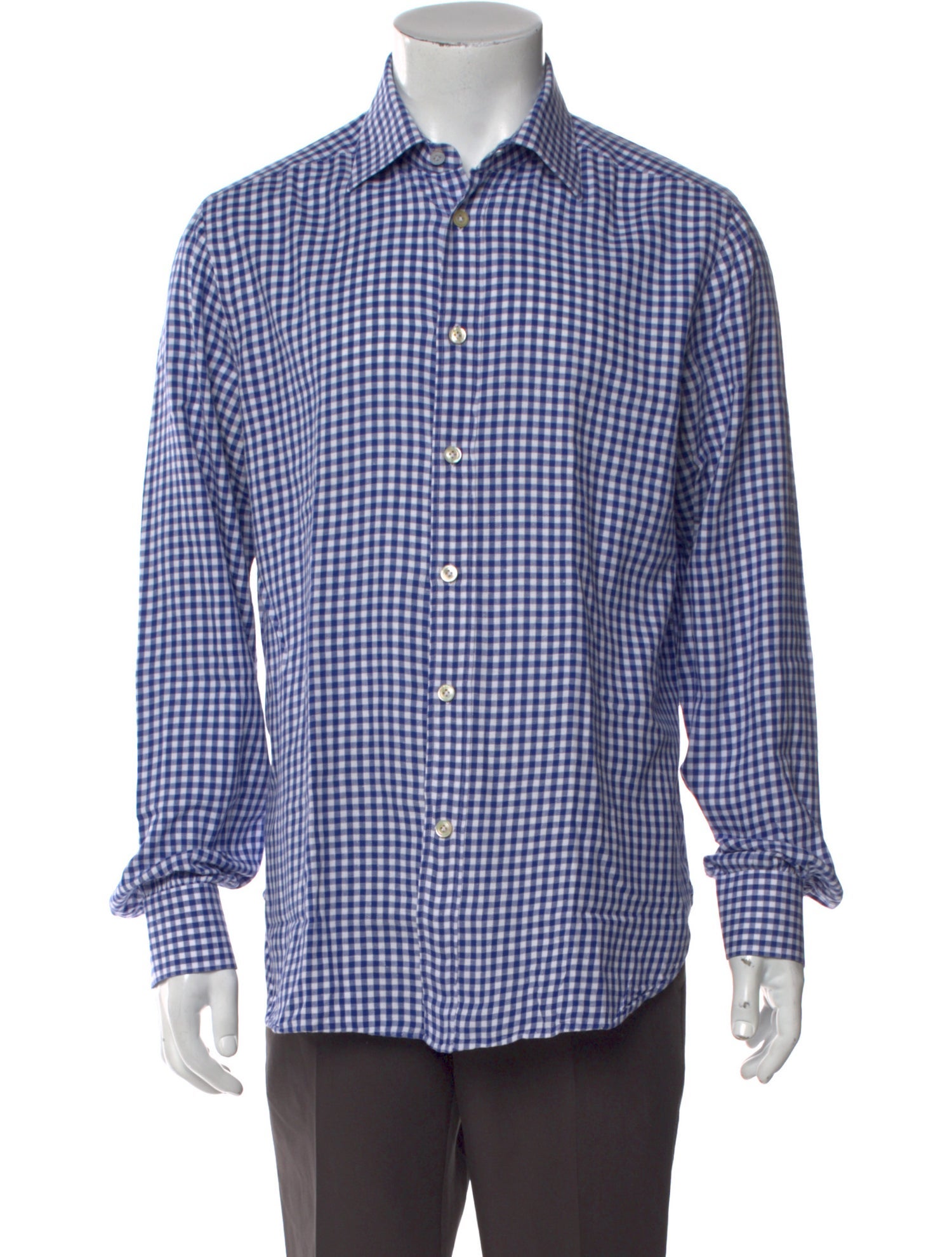 Kiton Plaid Print Long Sleeve Dress Shirt