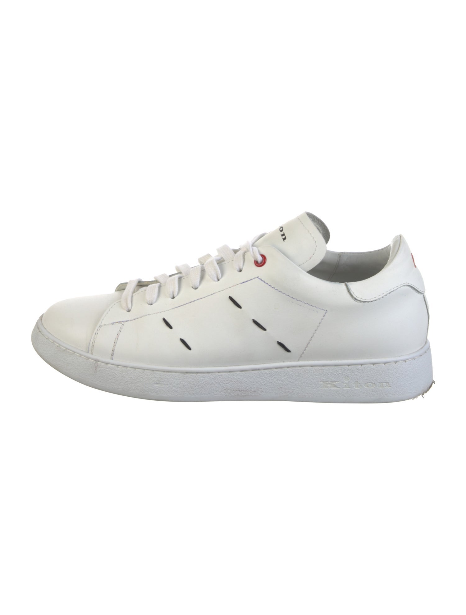 Kiton Leather Embroidered Accent Sneakers