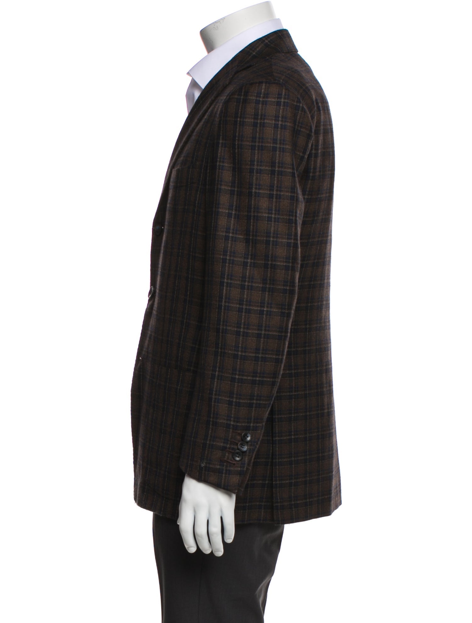 Kiton Cashmere Plaid Print Blazer
