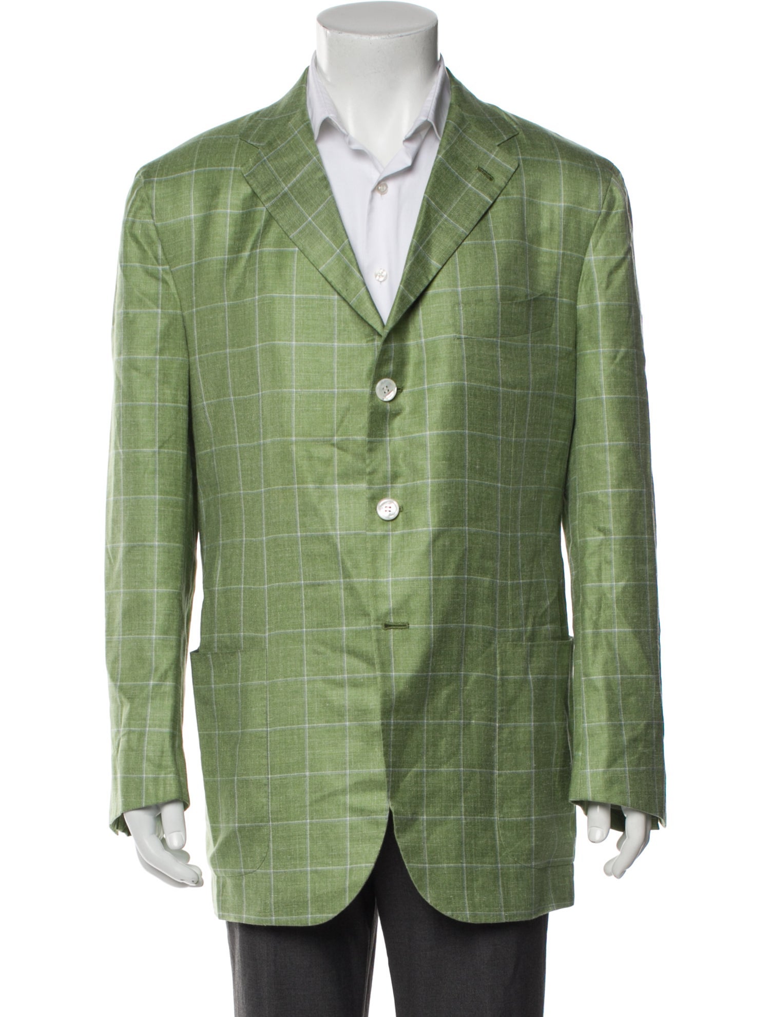 Kiton Cashmere Plaid Print Blazer