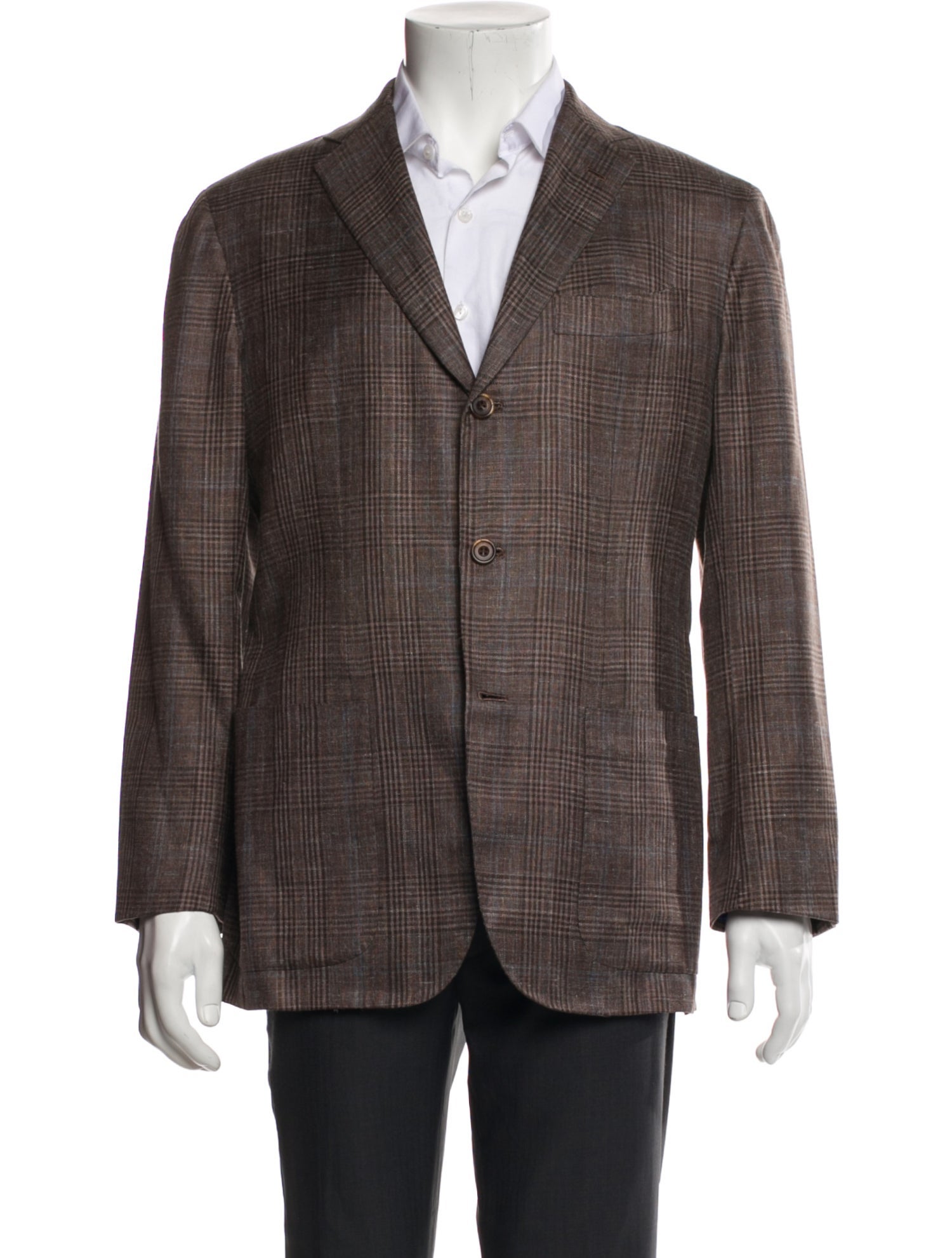 Kiton Cashmere Plaid Print Blazer