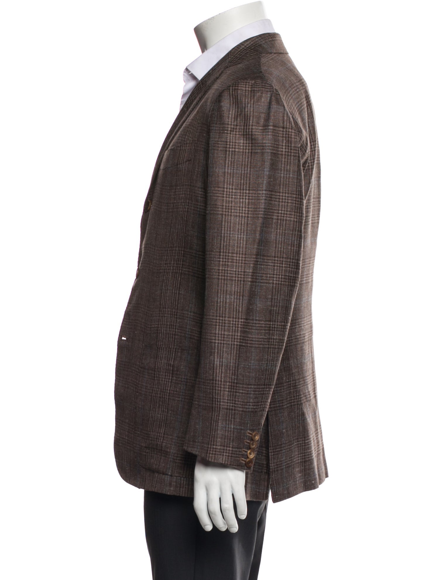 Kiton Cashmere Plaid Print Blazer
