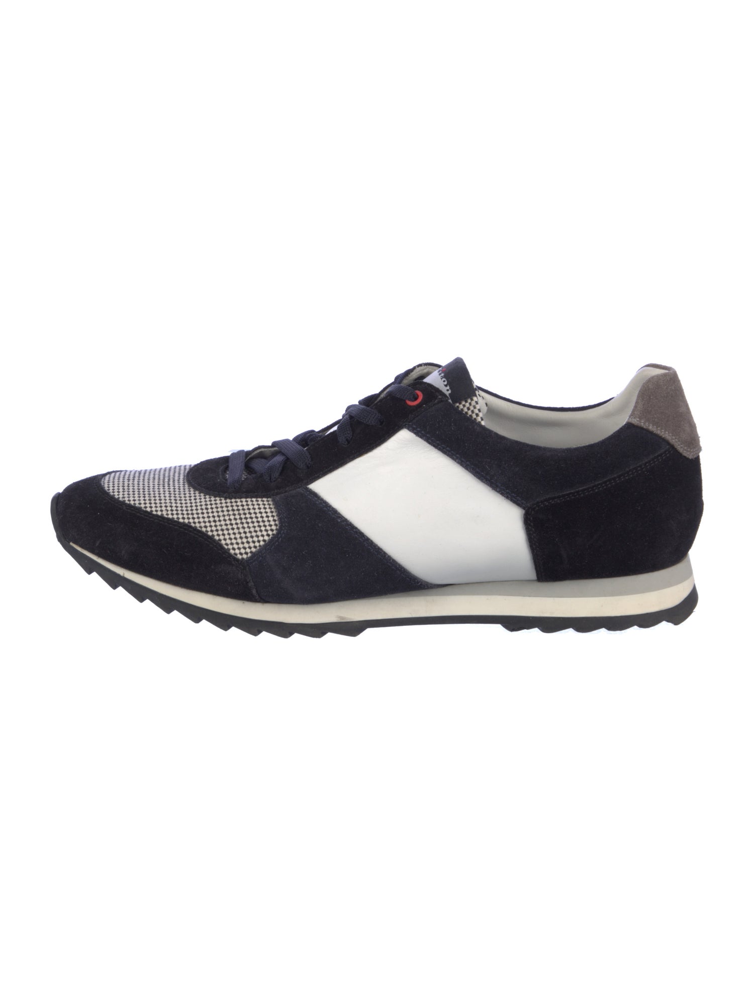 Kiton Leather Colorblock Pattern Sneakers