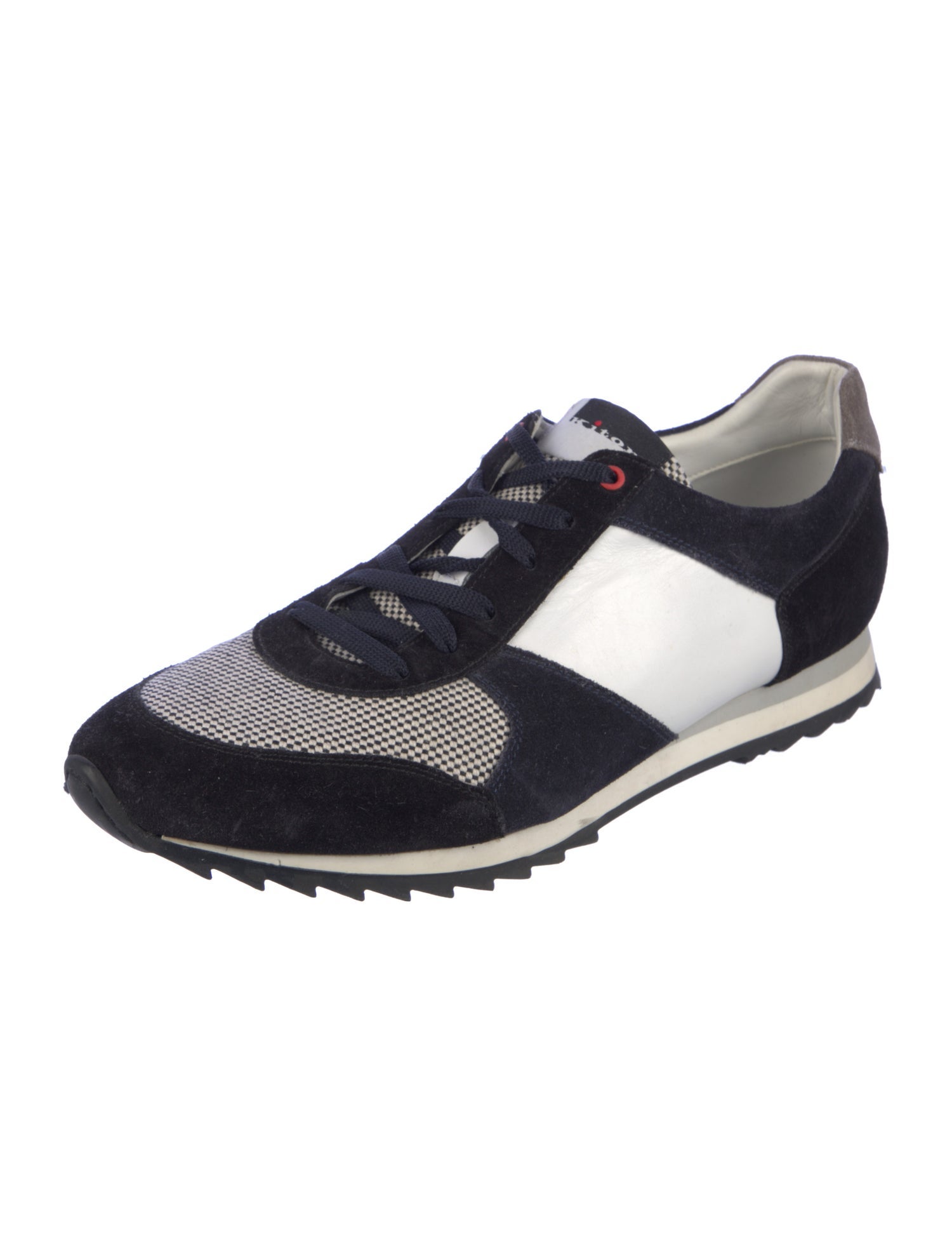 Kiton Leather Colorblock Pattern Sneakers