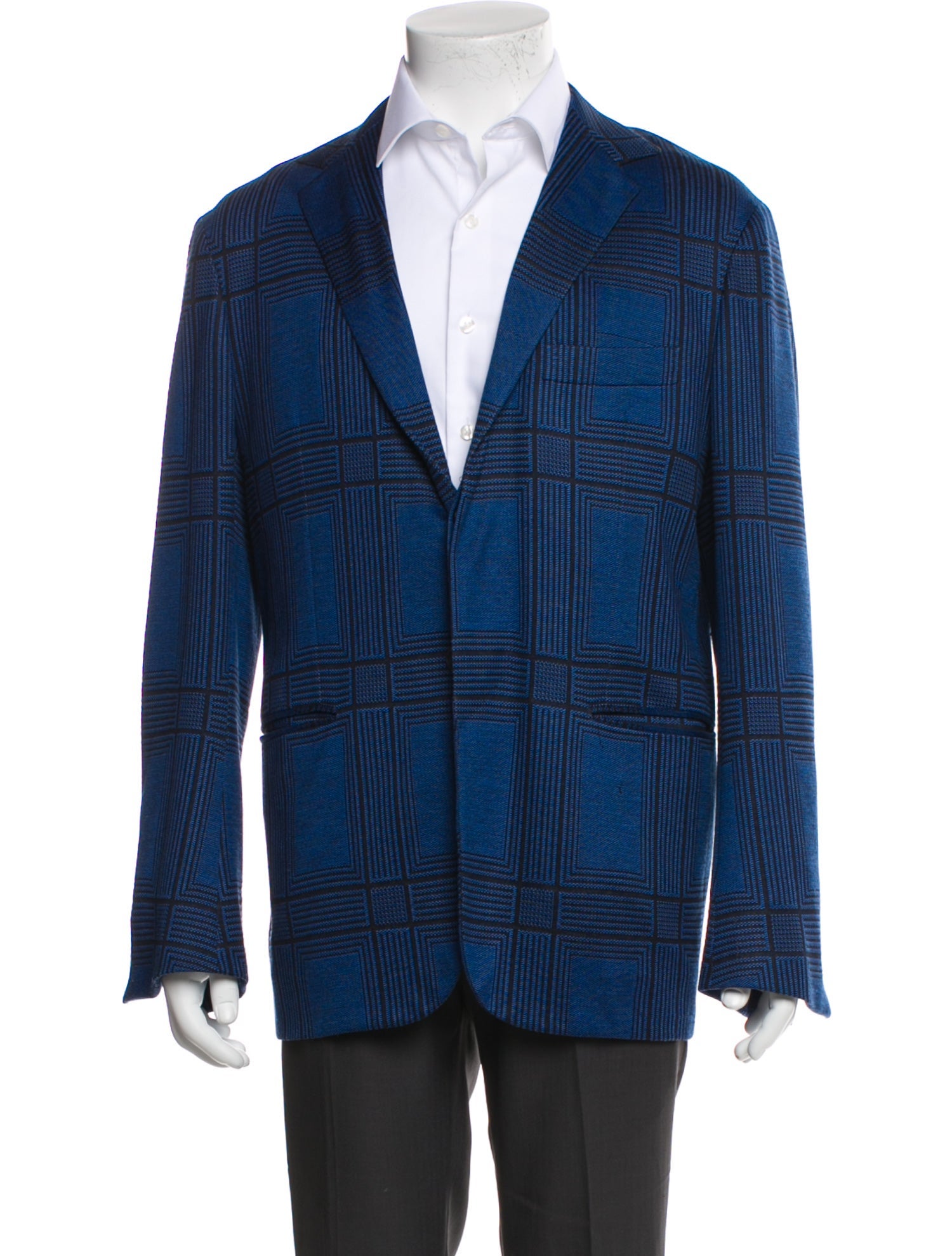 Kiton Plaid Print Blazer
