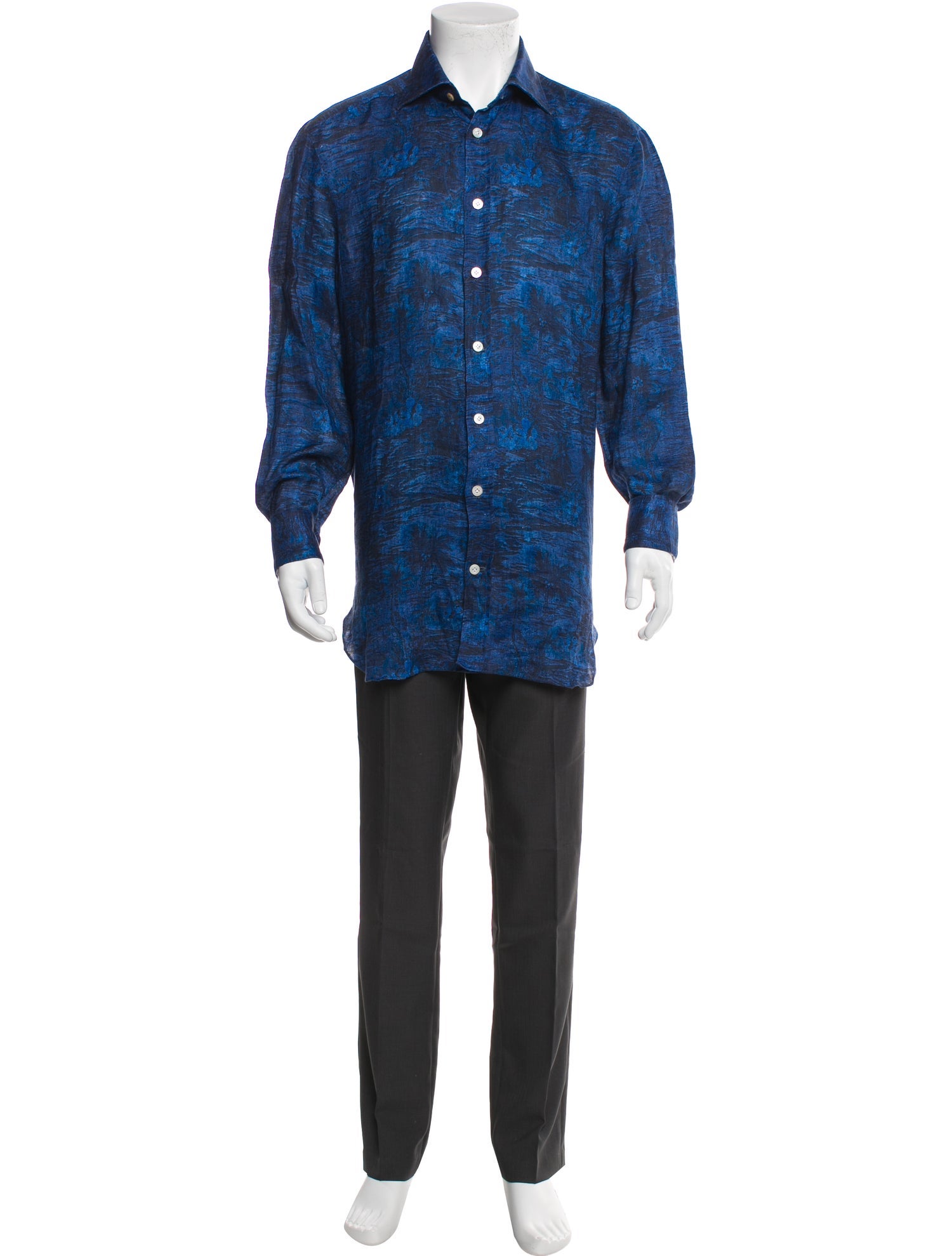 Kiton Linen Printed Shirt w/ Tags