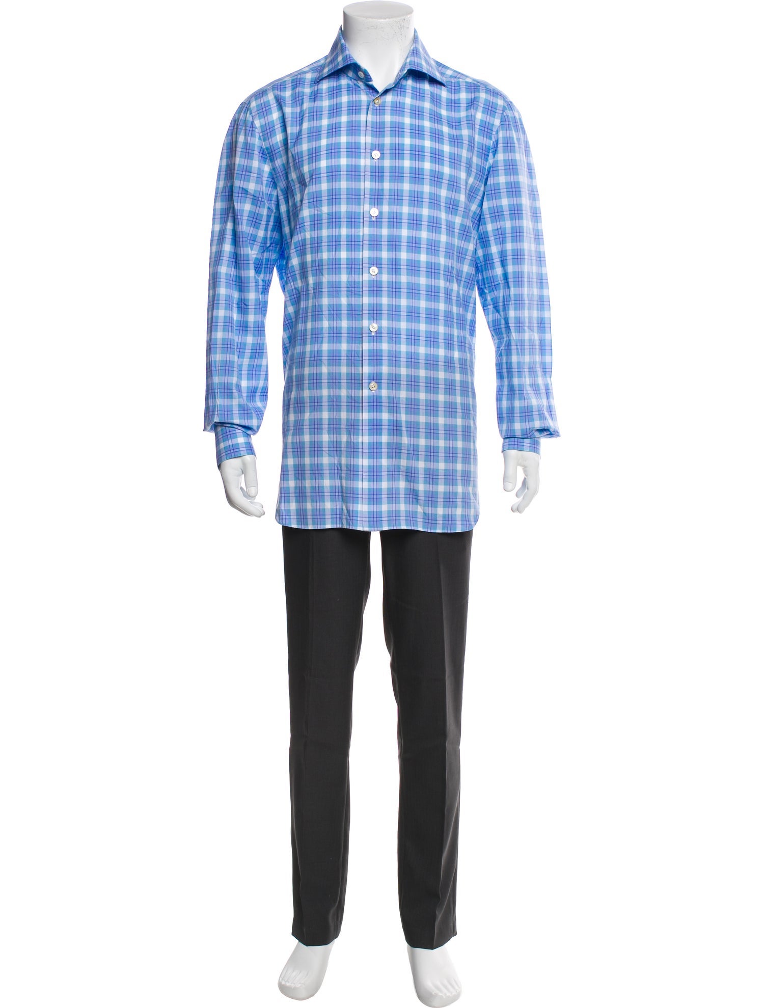 Kiton Plaid Print Long Sleeve Shirt