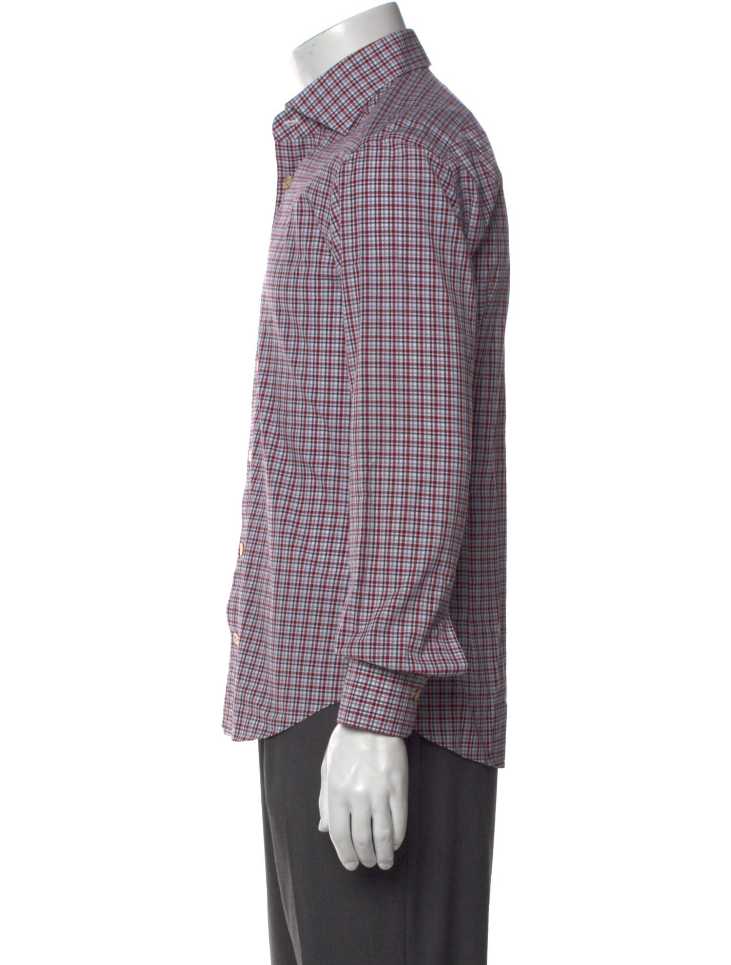 Kiton Plaid Print Long Sleeve Dress Shirt