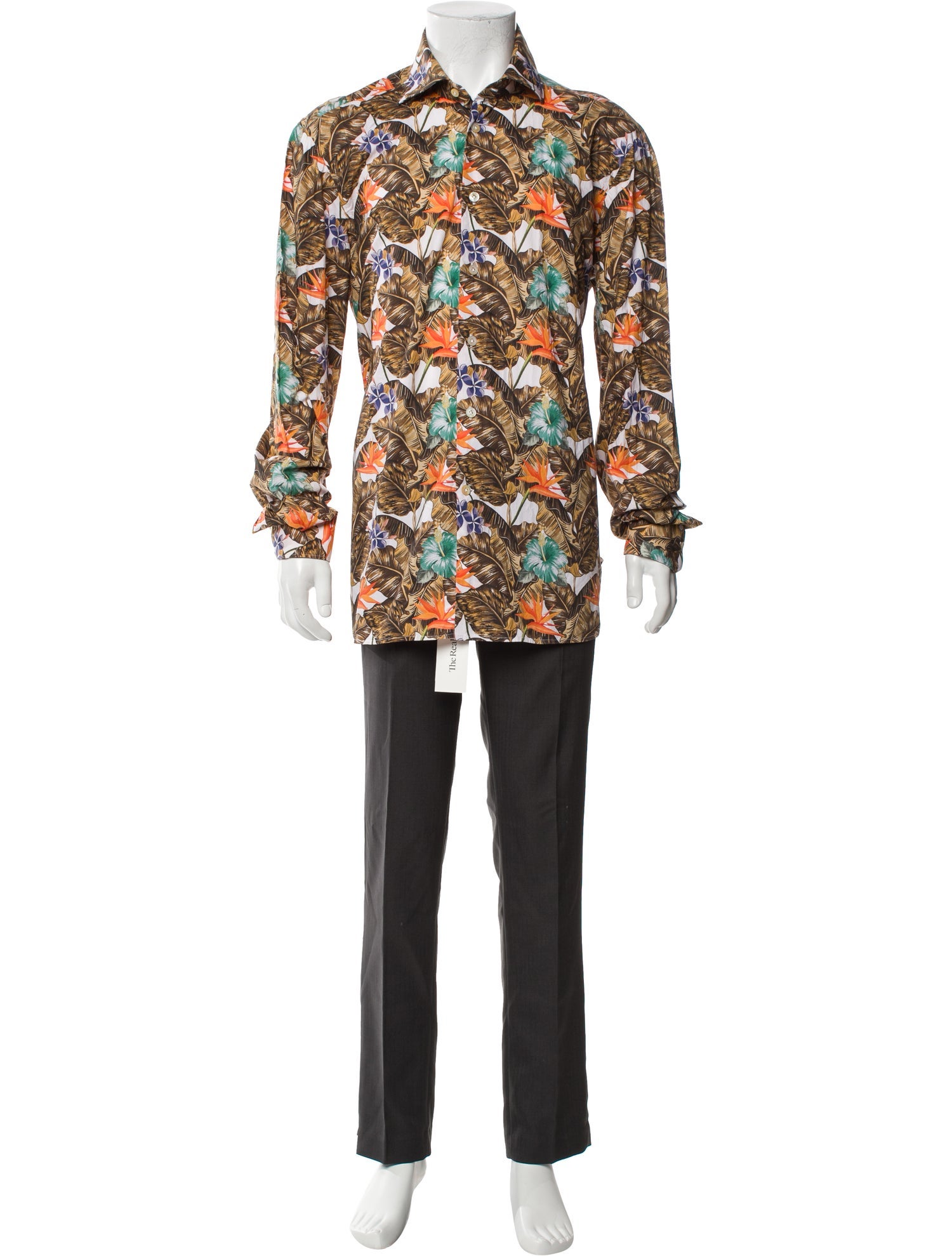 Kiton Printed Long Sleeve Dress Shirt