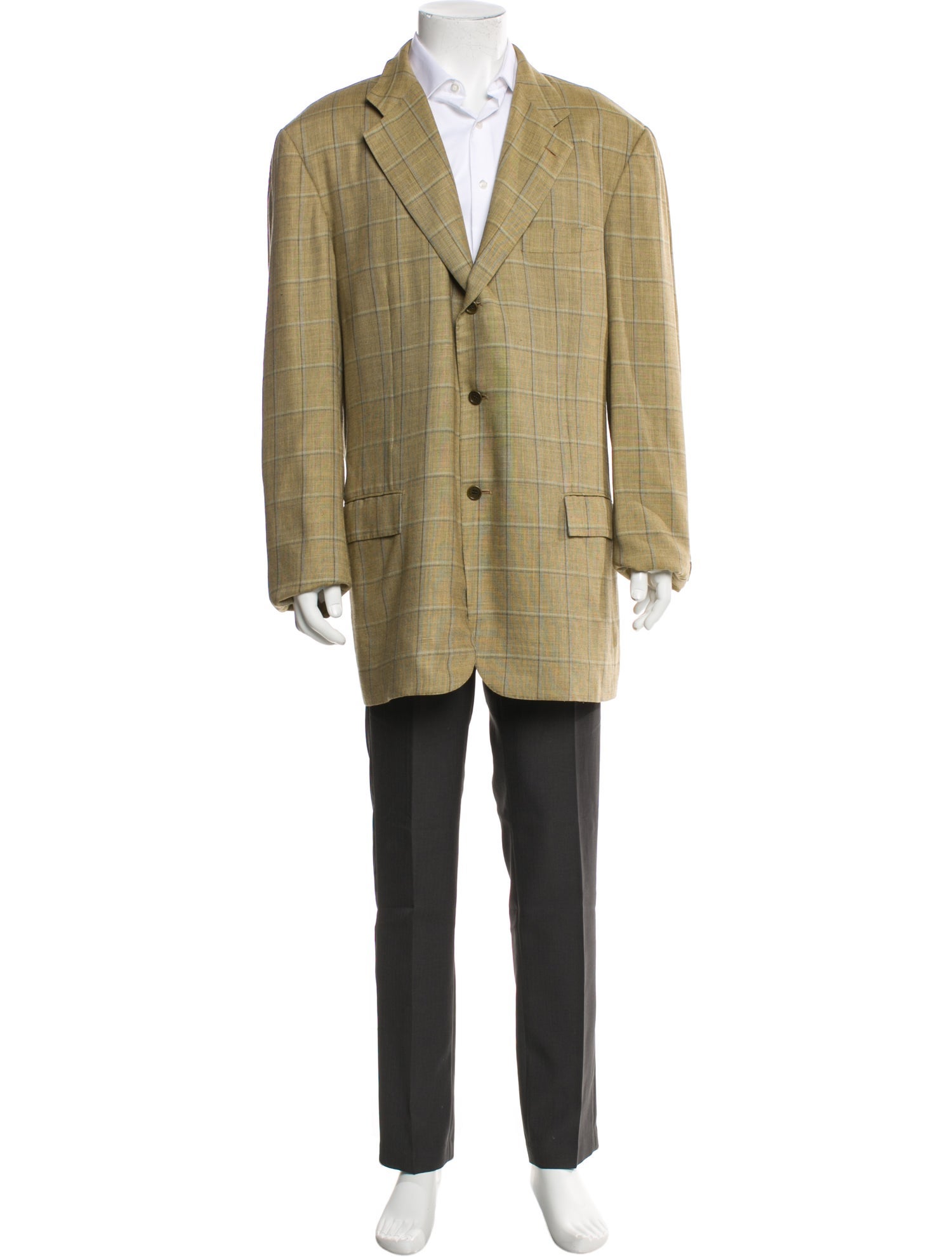 Kiton Cashmere Plaid Print Blazer