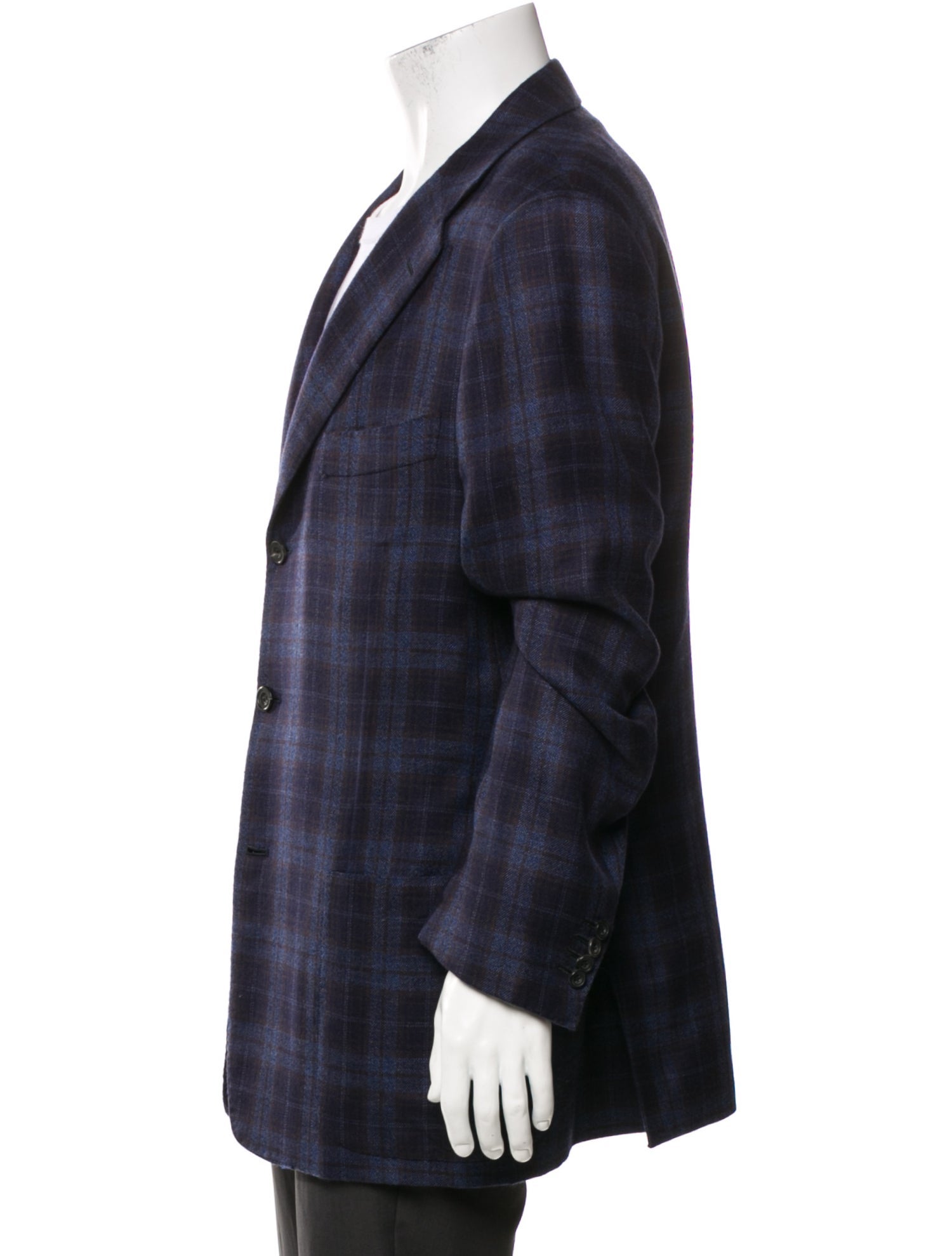 Kiton Cashmere Plaid Print Blazer