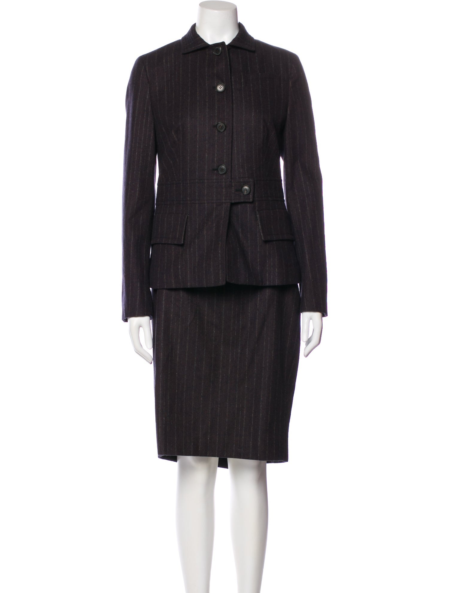 Kiton Lambswool Striped Skirt Suit