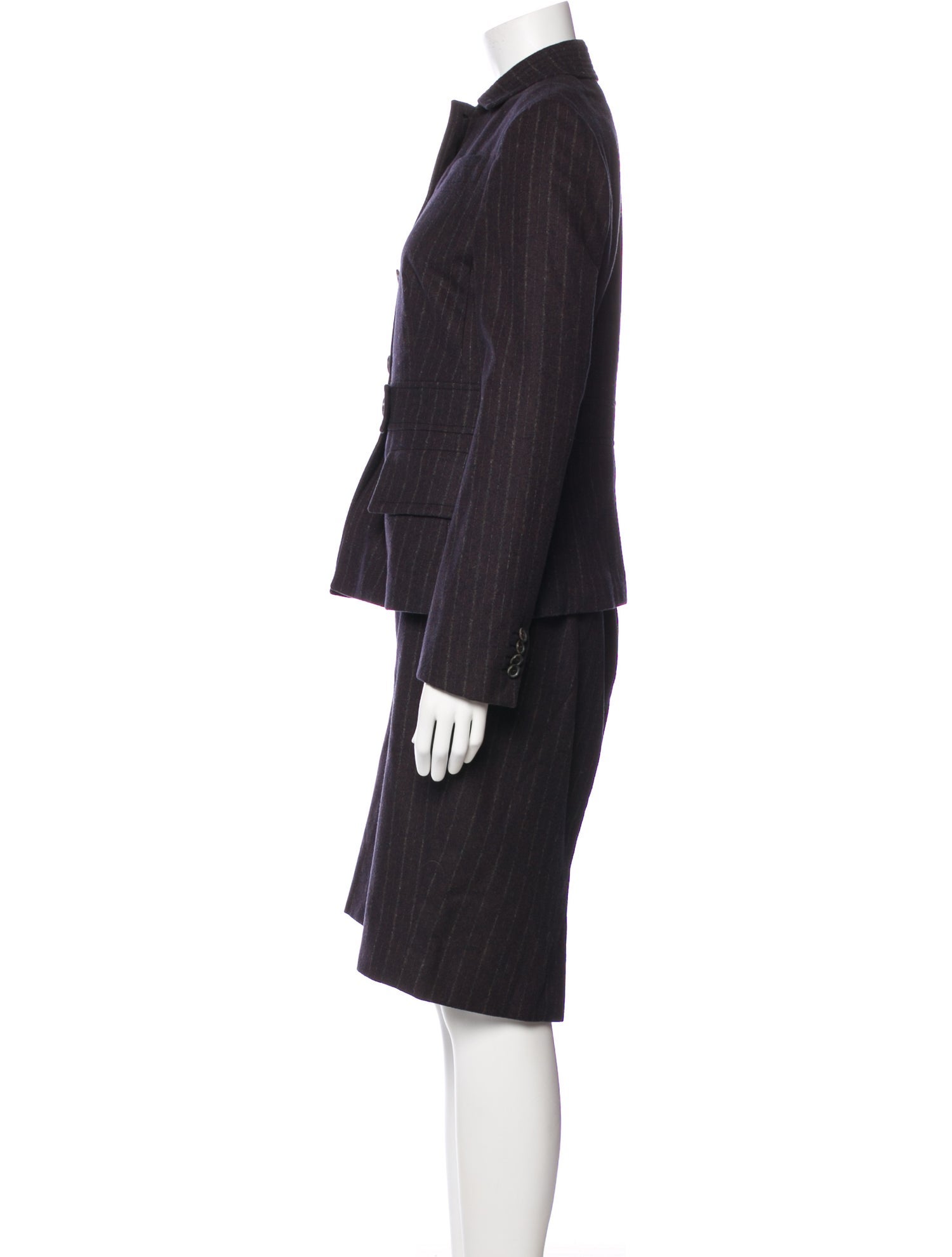 Kiton Lambswool Striped Skirt Suit