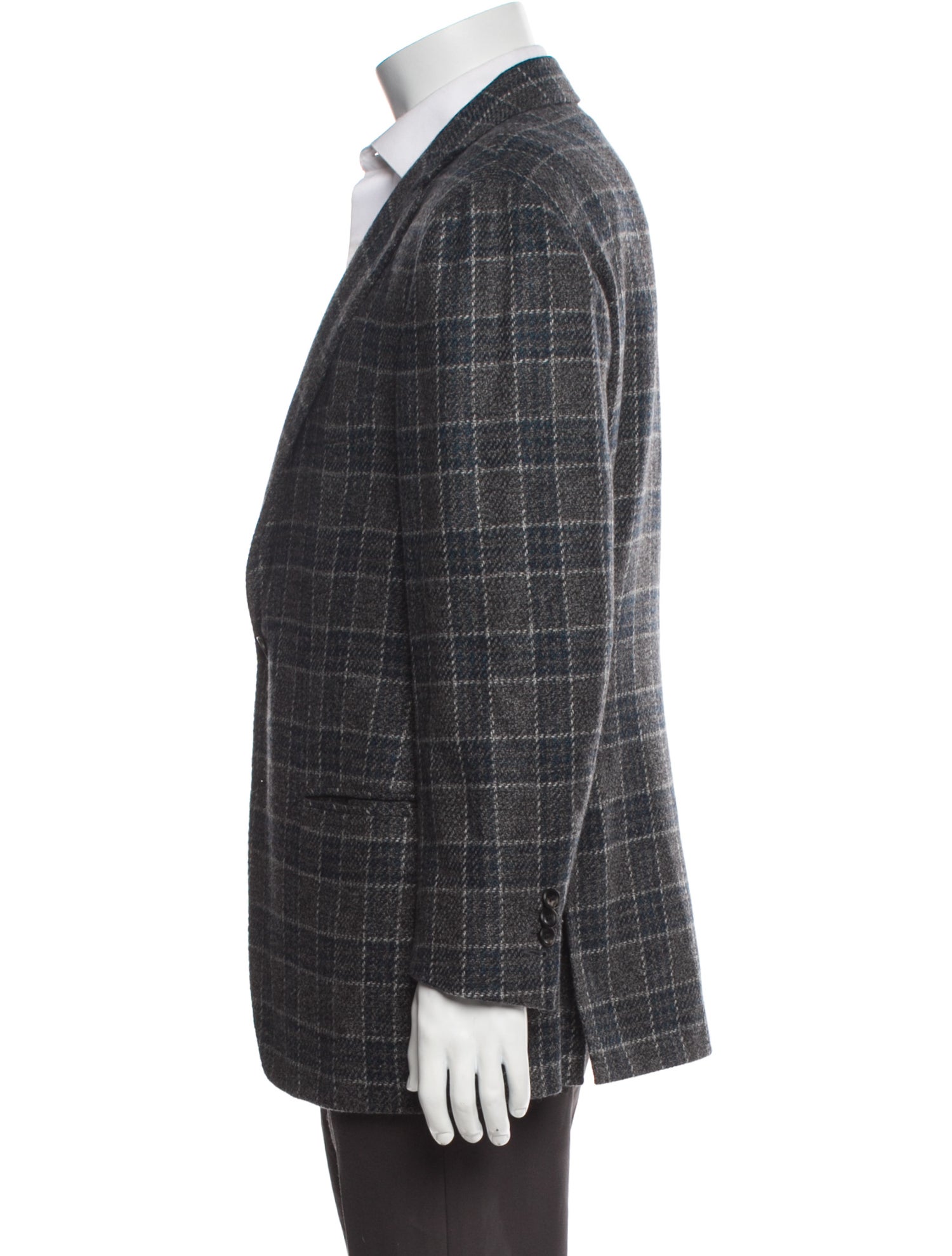 Kiton Cashmere Plaid Print Blazer