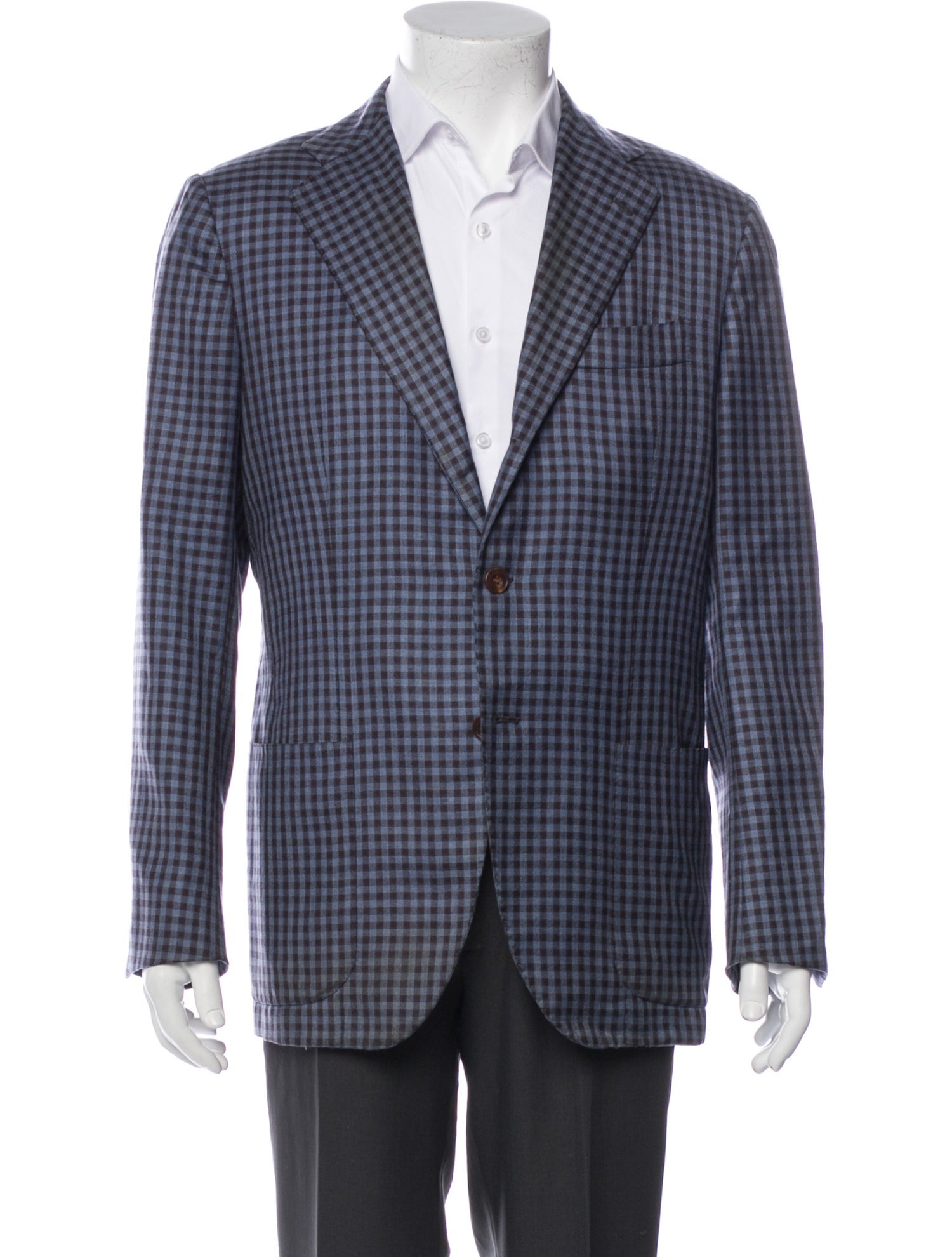 Kiton Cashmere Plaid Print Blazer