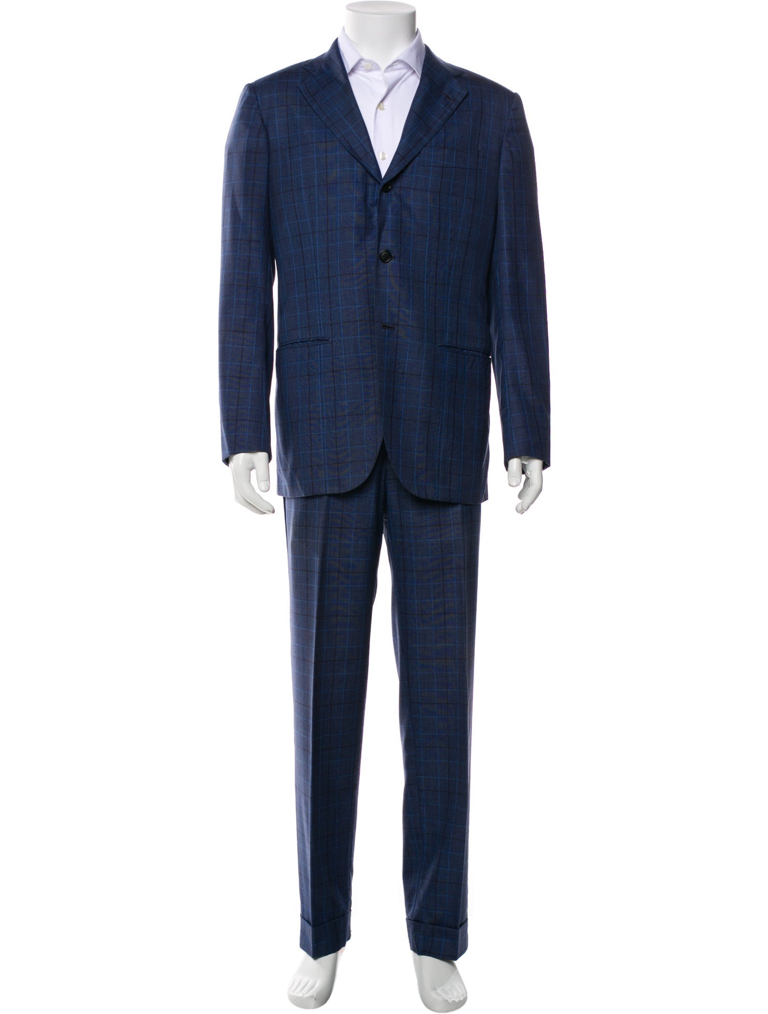 Kiton Cashmere Plaid Print Two-Piece Blazer