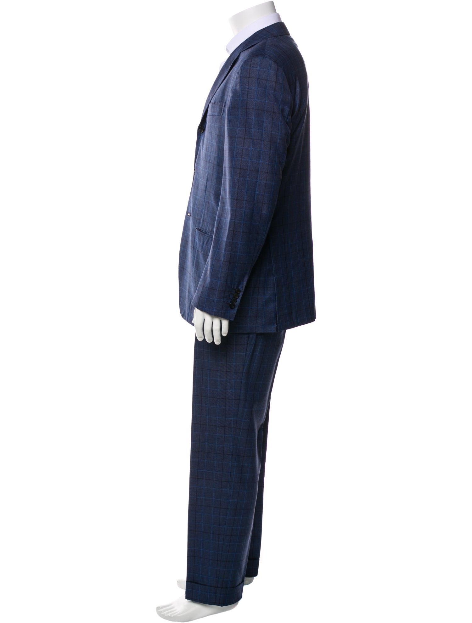 Kiton Cashmere Plaid Print Two-Piece Blazer