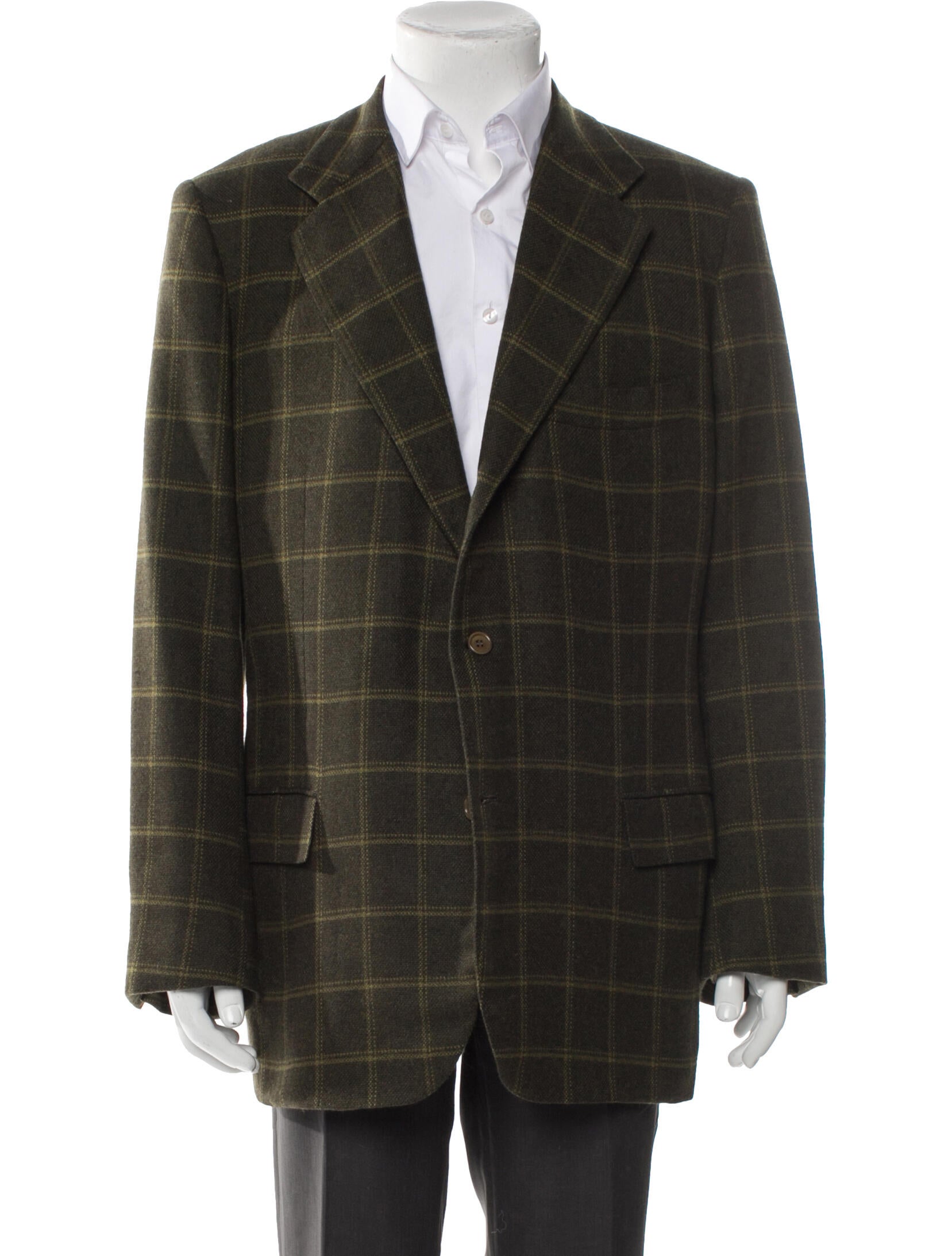 Kiton Cashmere Plaid Print Blazer