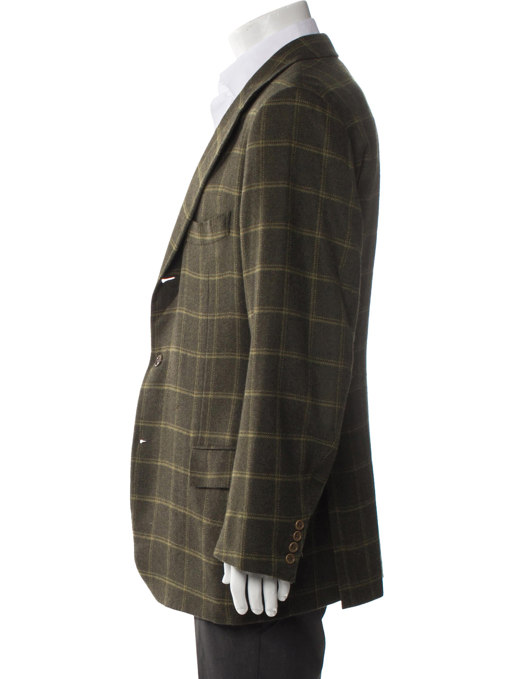Kiton Cashmere Plaid Print Blazer