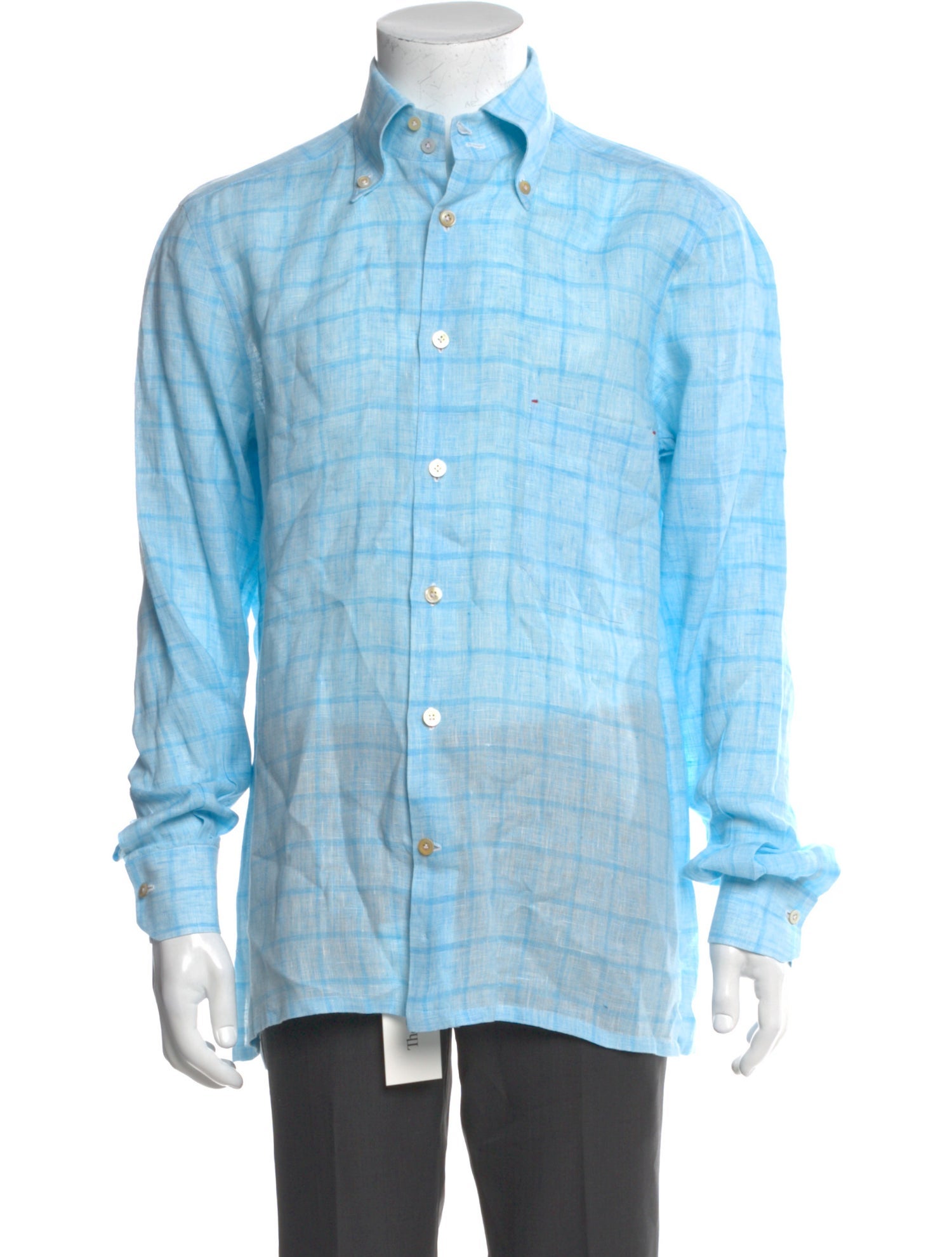 Kiton Linen Plaid Print Shirt