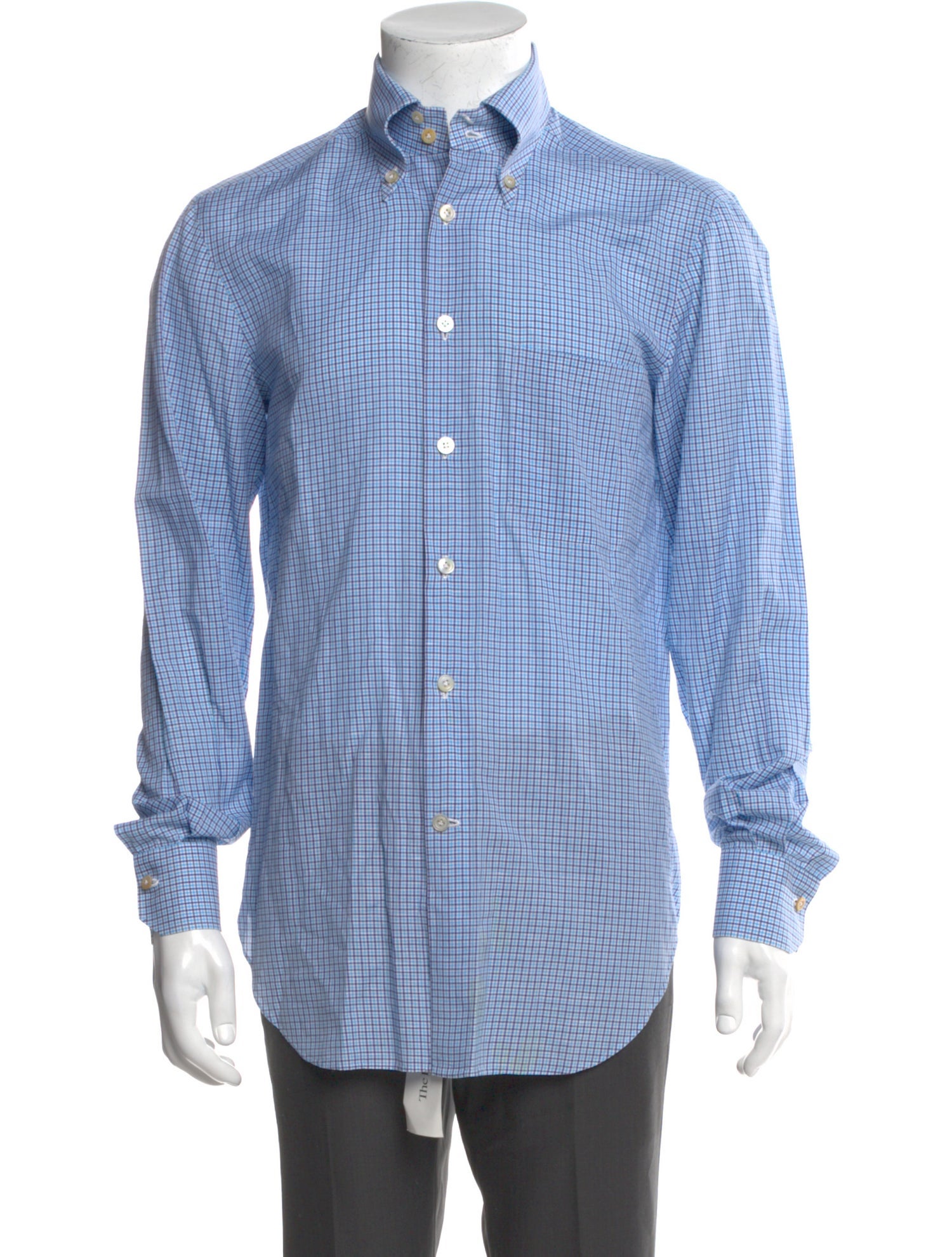 Kiton Plaid Print Long Sleeve Dress Shirt