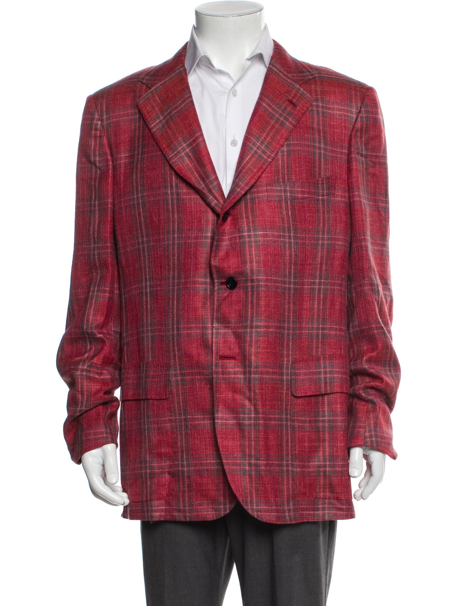Kiton Cashmere Plaid Print Blazer