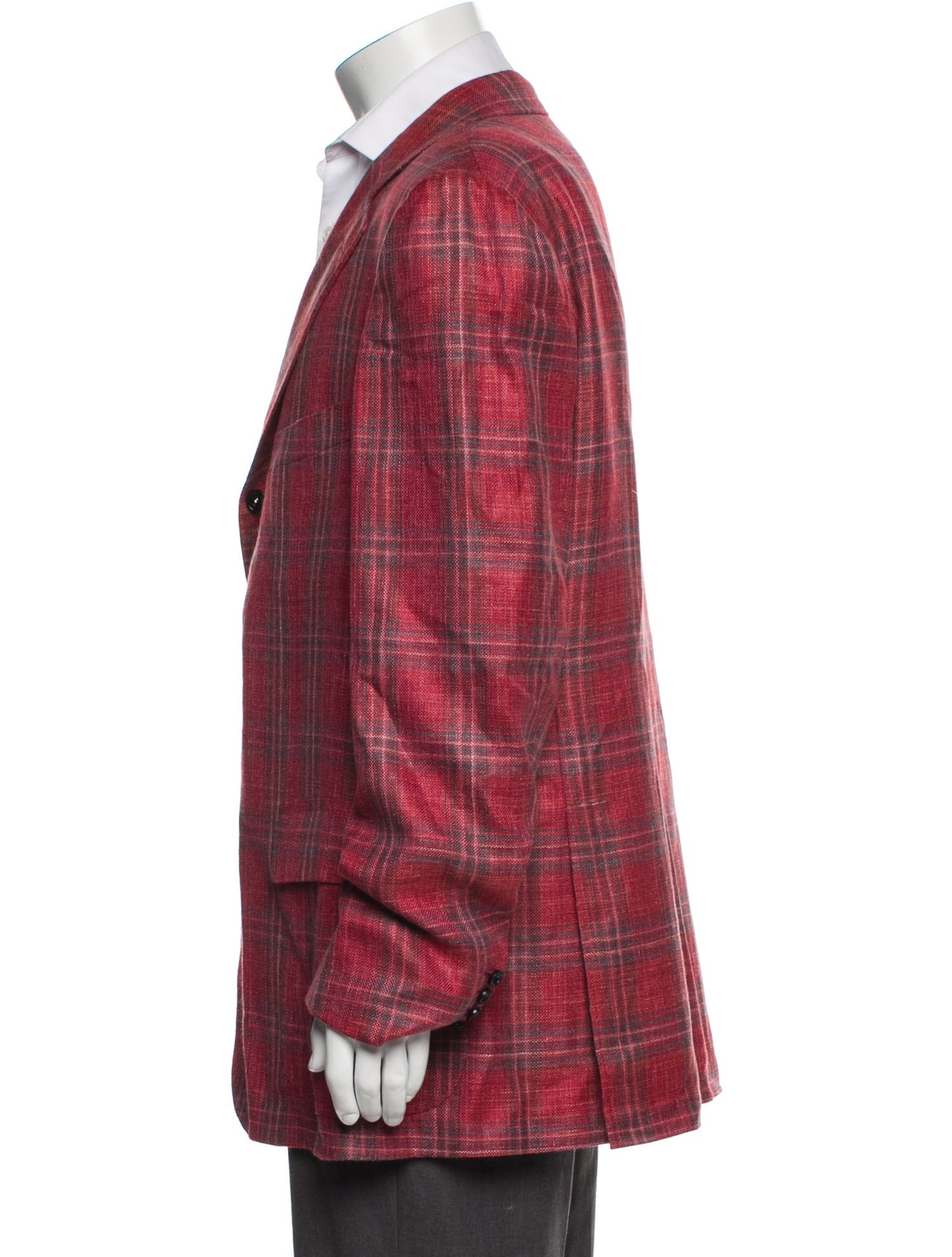 Kiton Cashmere Plaid Print Blazer