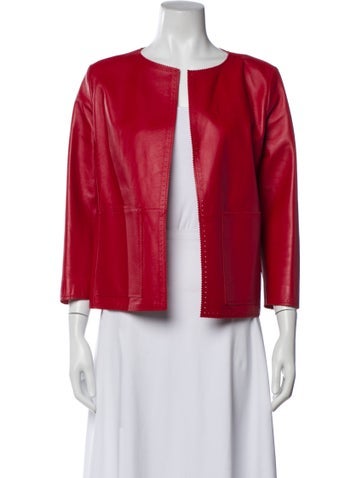 Pre-owned Kiton Leather Striped Evening Jacket In Red