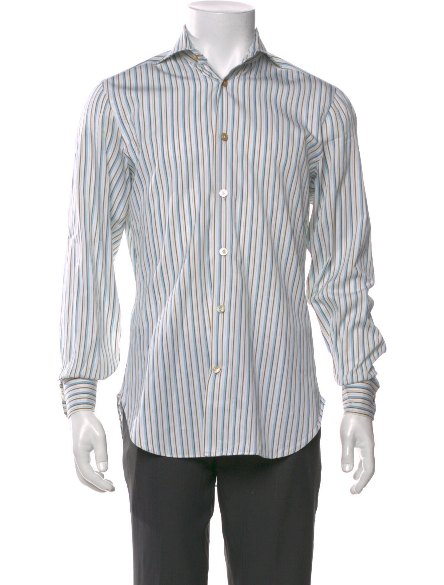 Kiton Striped Long Sleeve Dress Shirt