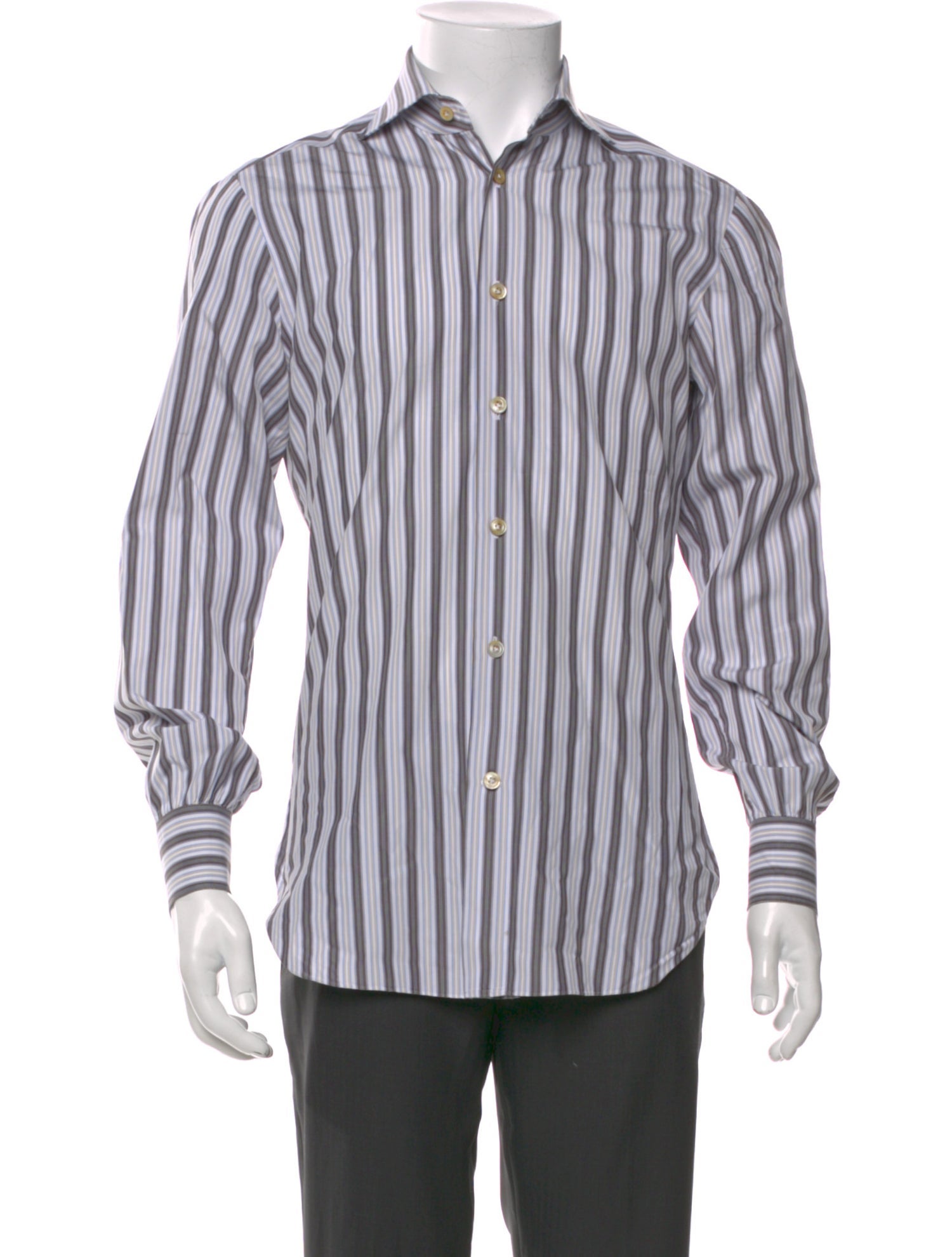 Kiton Striped Long Sleeve Dress Shirt