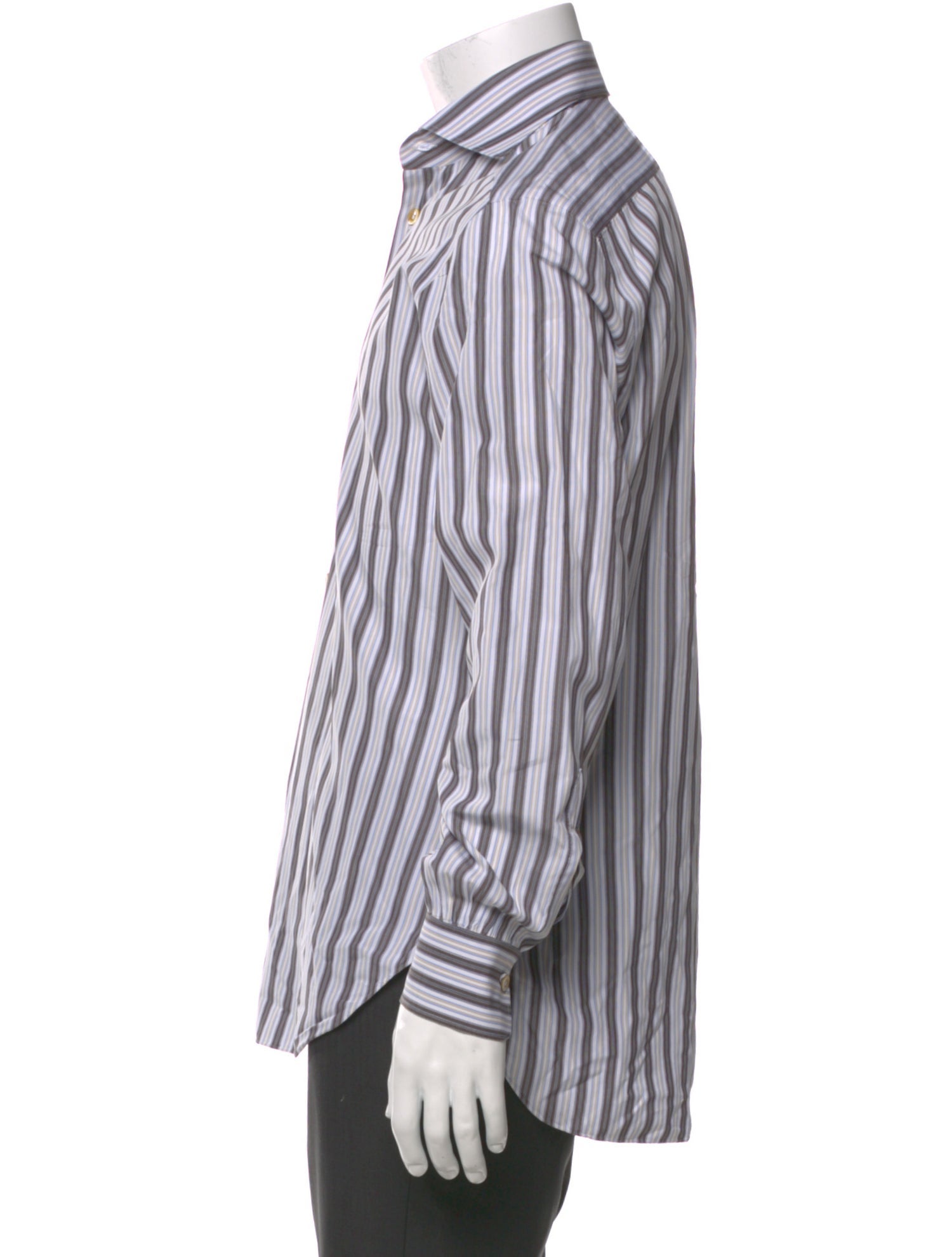 Kiton Striped Long Sleeve Dress Shirt