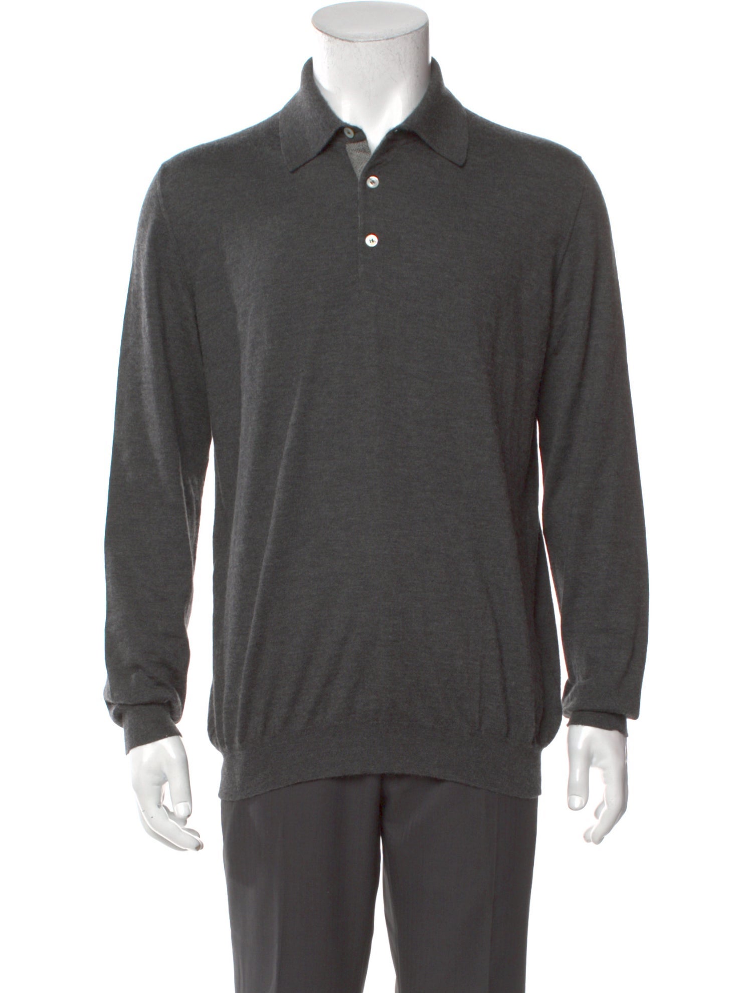 Kiton Cashmere Mock Neck Polo Sweater