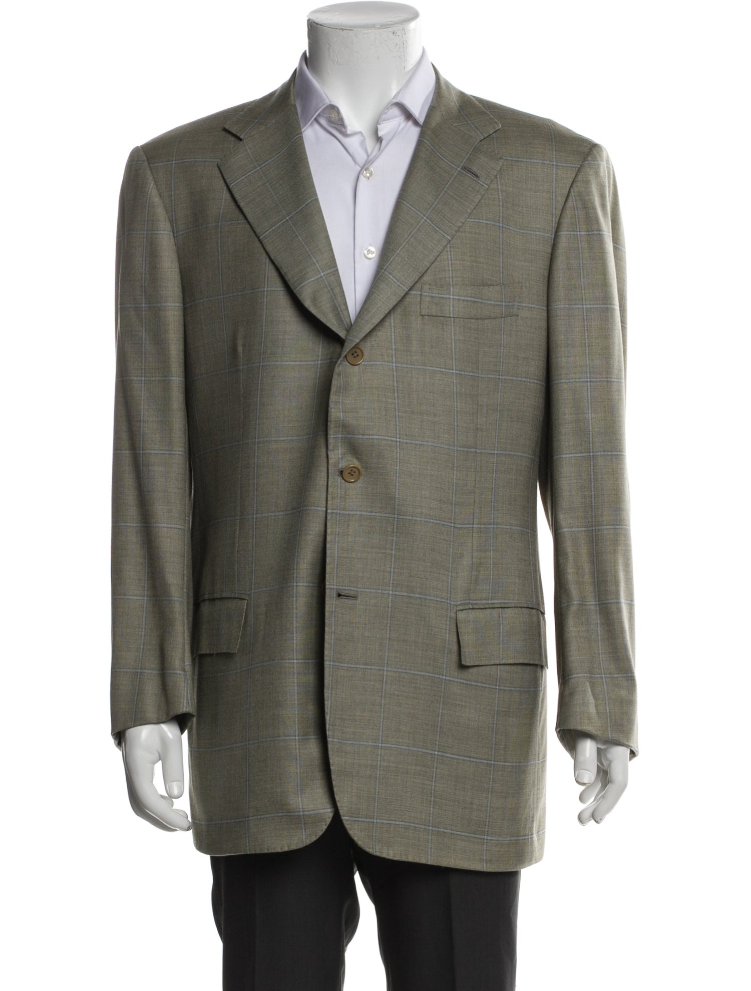 Kiton Cashmere Plaid Print Blazer