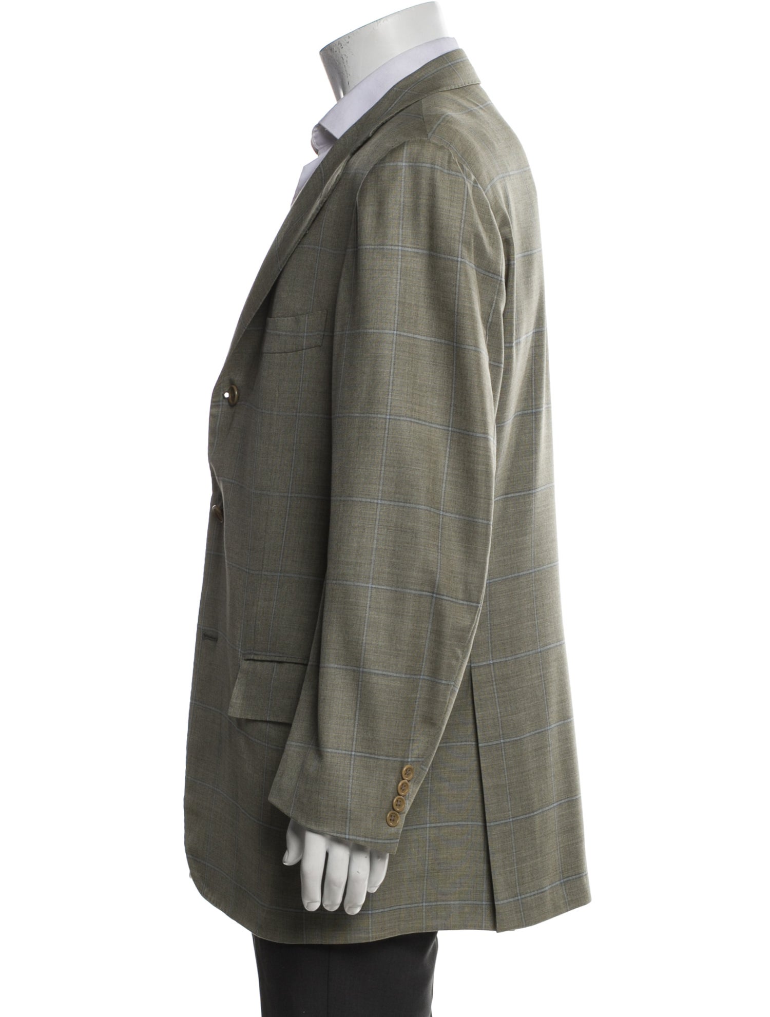 Kiton Cashmere Plaid Print Blazer