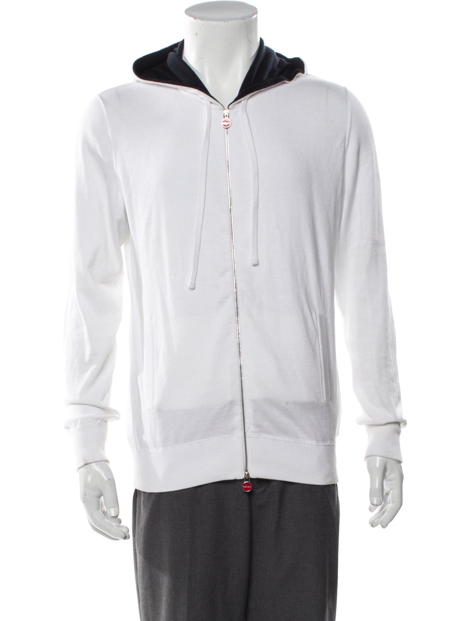 Kiton Colorblock Pattern Mock Neck Cardigan