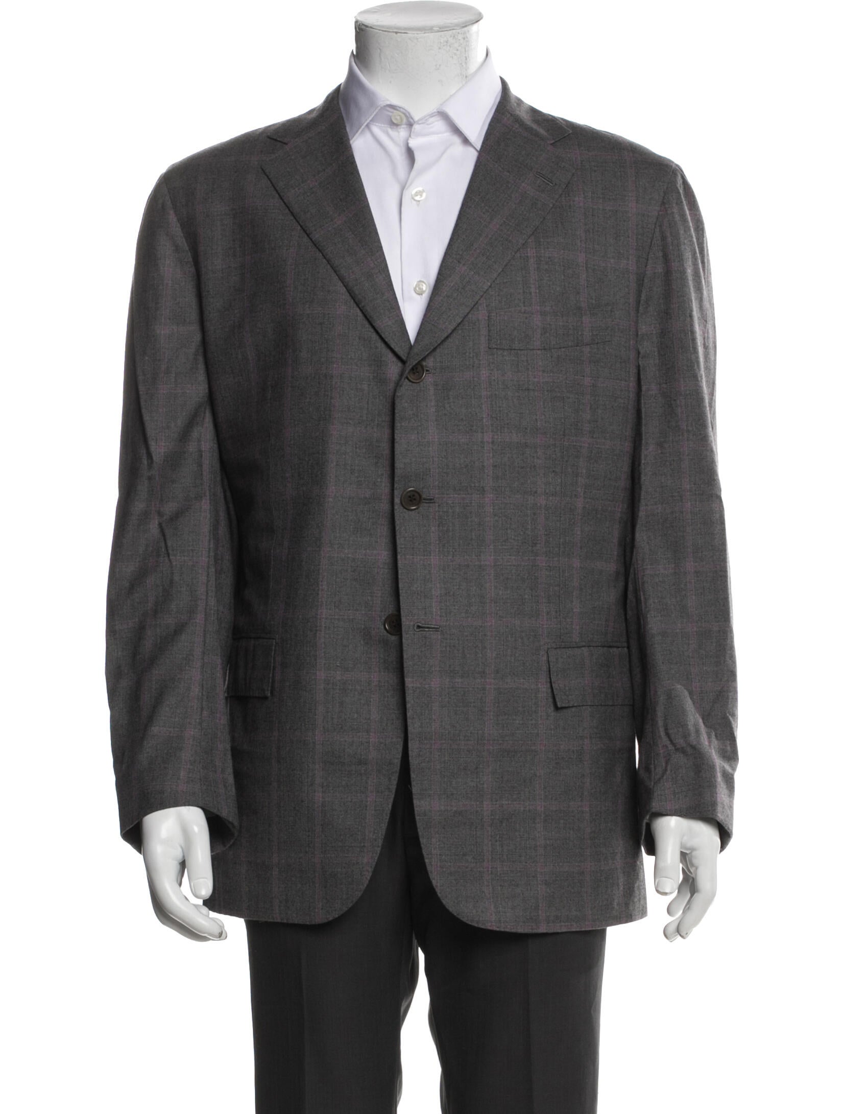 Kiton Wool Plaid Print Two-Piece Blazer