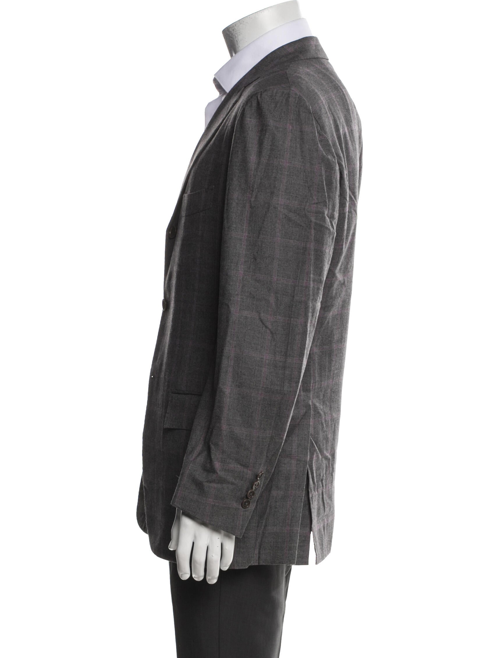 Kiton Wool Plaid Print Two-Piece Blazer
